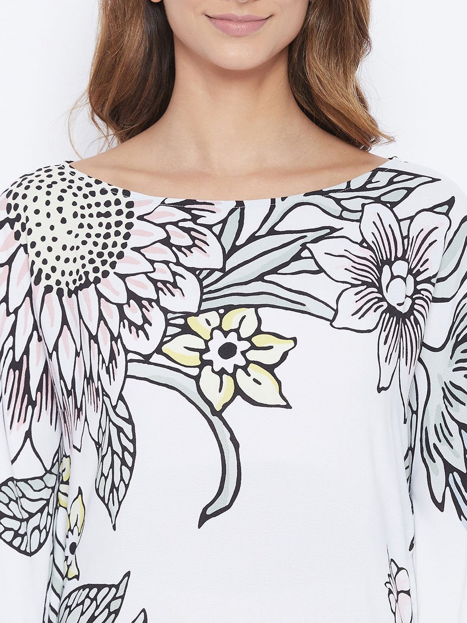 The Kaftan Company White Printed Kaftan Dress