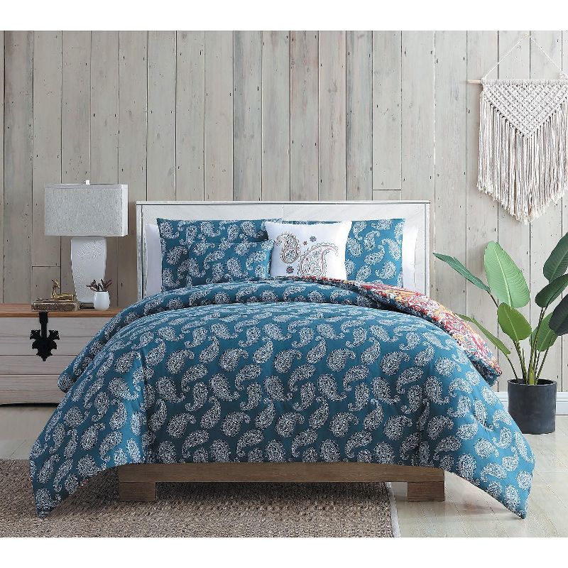 VCNY Home Bree Reversible Red Paisley Comforter Set - Red 4 Piece Twin XL