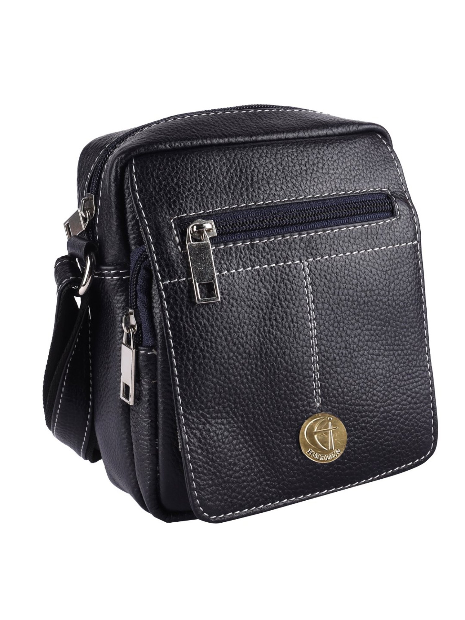 HiLEDER Pure Genuine Leather Messenger Shoulder Sling Cross Body Office Bag for Men and Women, Blue