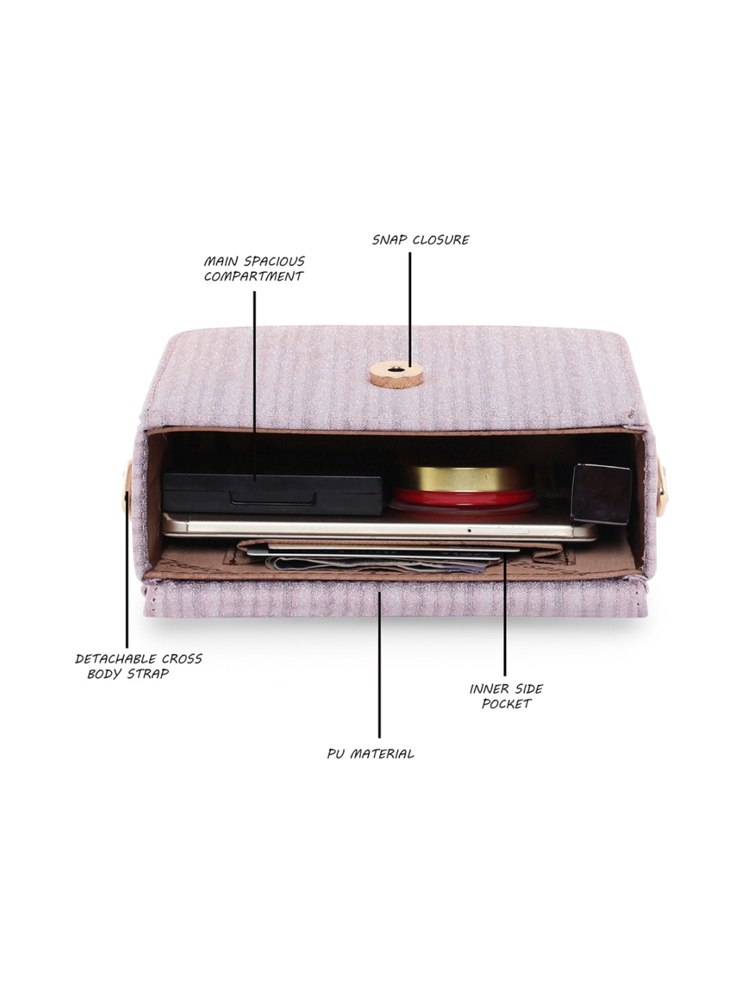 Esbeda Pink Embellished Small Sling Handbag