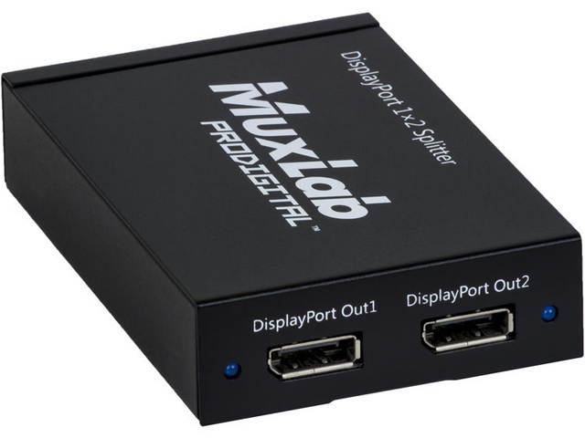 MuxLab 500505 1x2 UHD 4K DisplayPort Splitter w/2-Yr Warranty