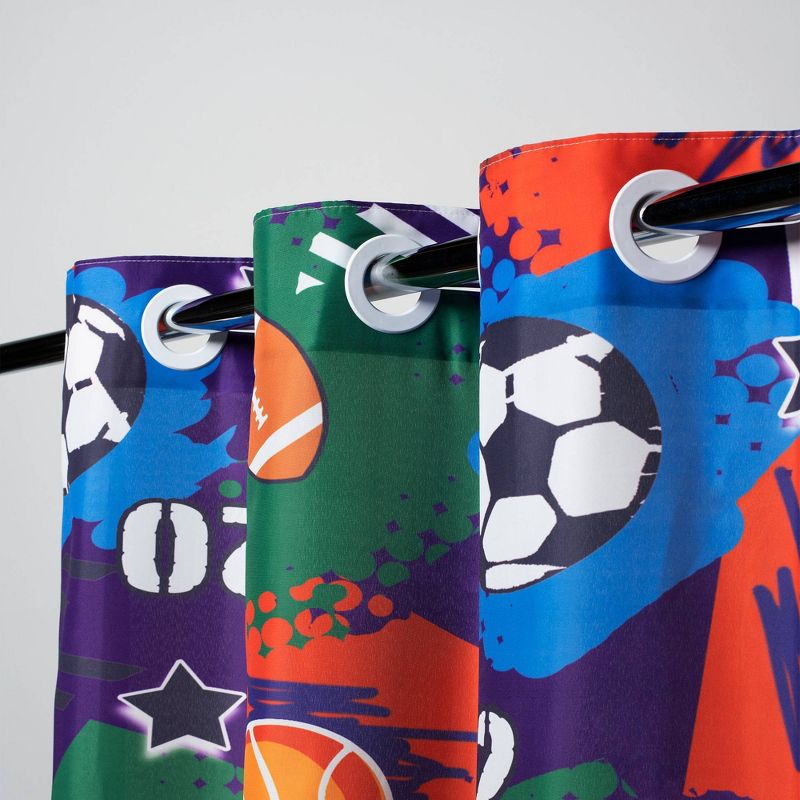 71"x74" Sports Collage Shower Curtain with PEVA Liner - Hookless