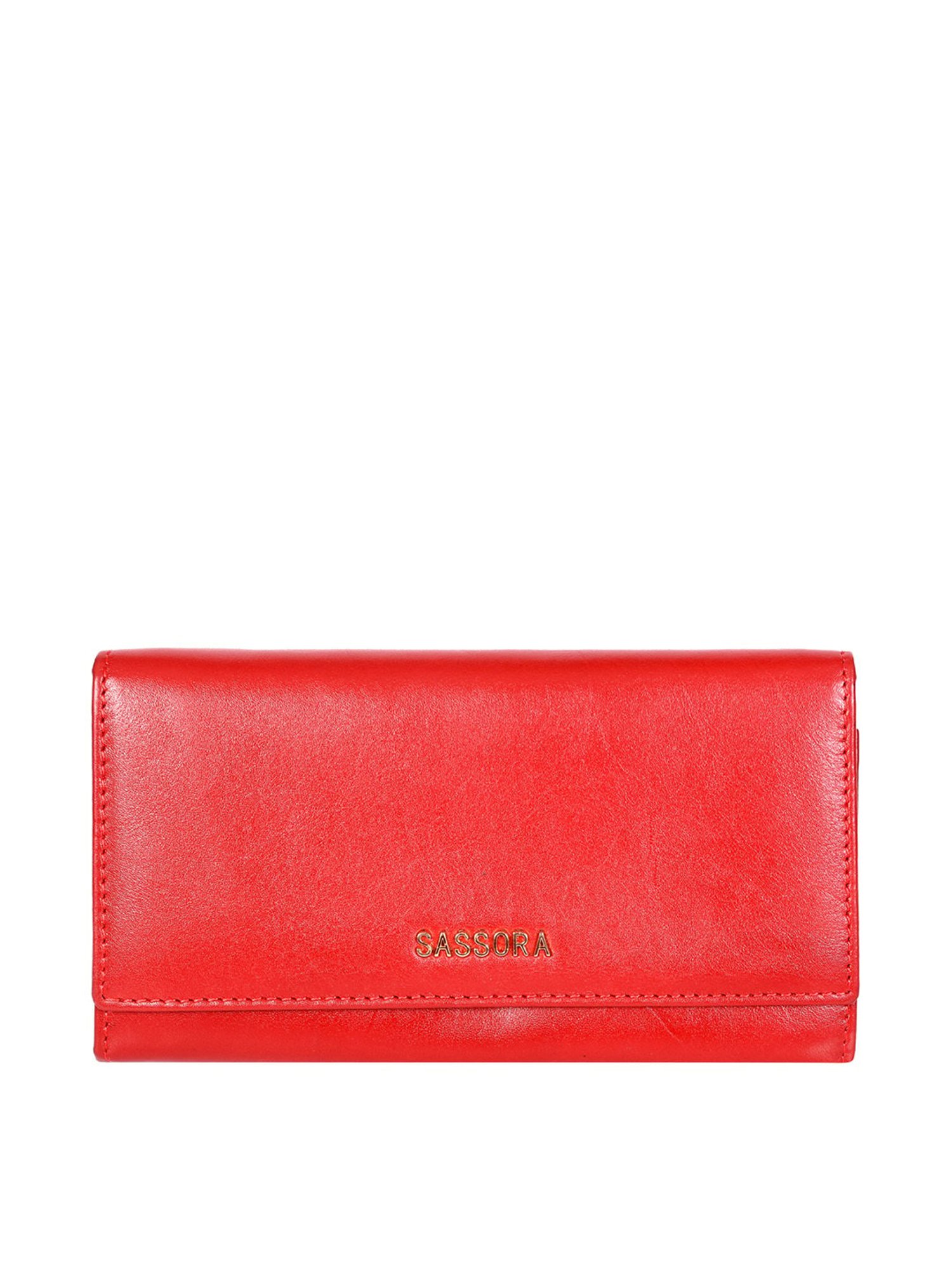 SASSORA Red Solid Rfid Wallet for Women