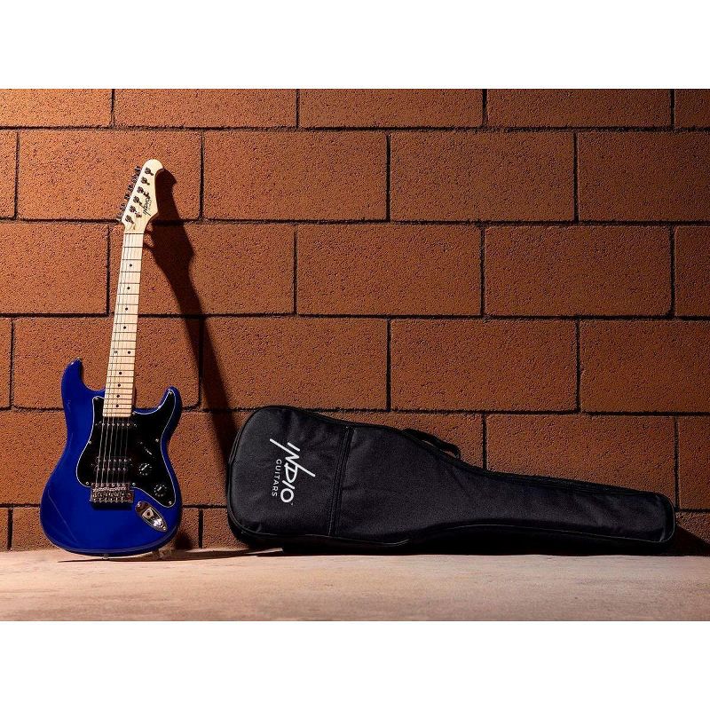 Monoprice Indio Mini Cali Electric Guitar - Blue, With Gig Bag