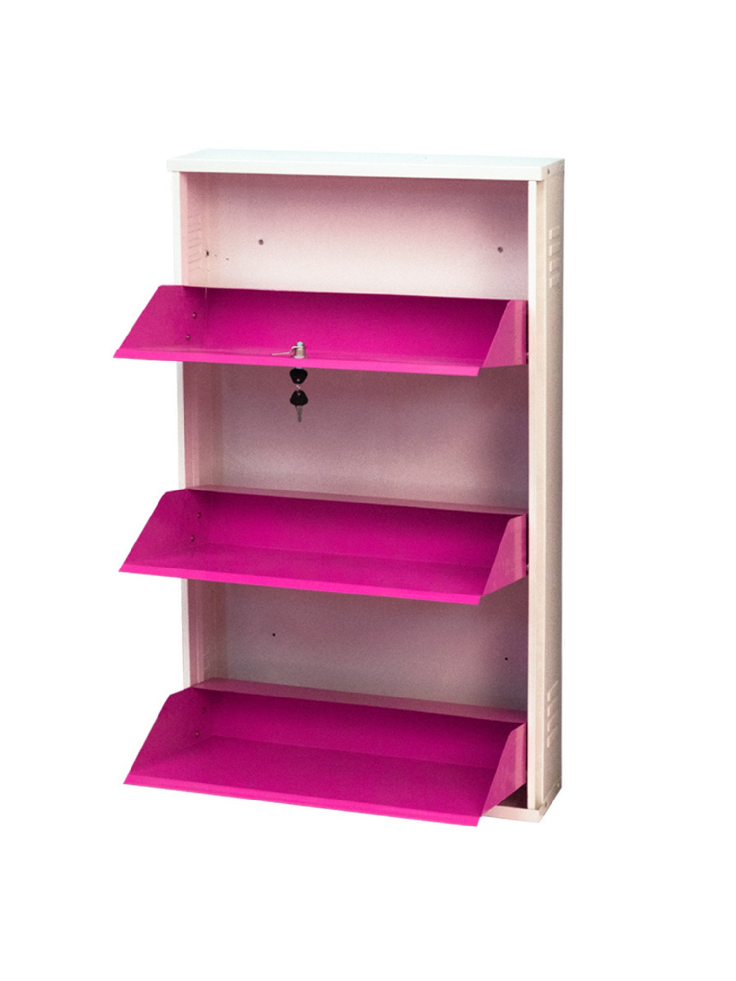 Delite Kom Metal Shoe Rack - 24" 3 Shelf, Ivory Pink, PowderCoat, Wall Mount, DIY