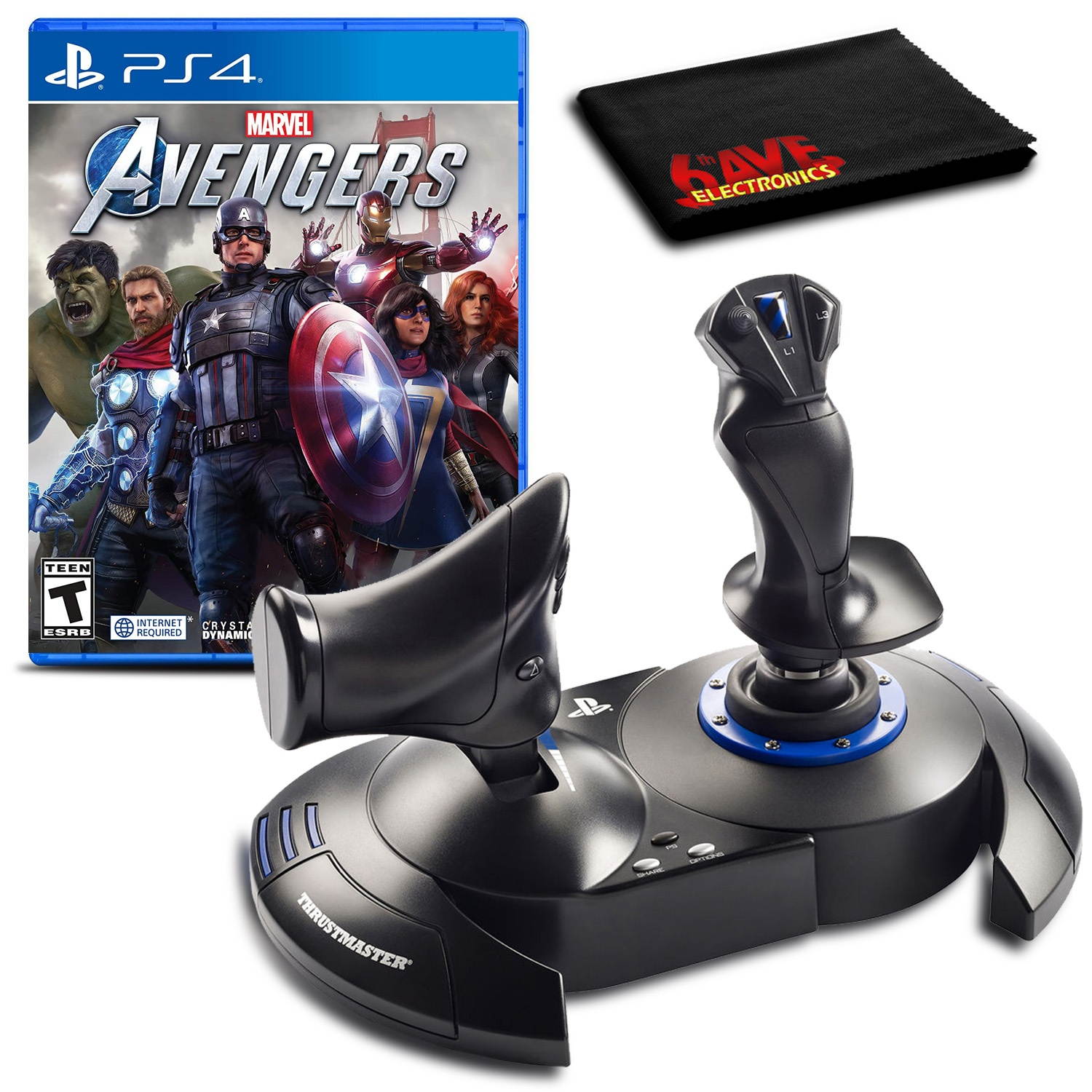 Thrustmaster TFlight Hotas 4 Flight Stick with Marvels Avengers Game For PS4