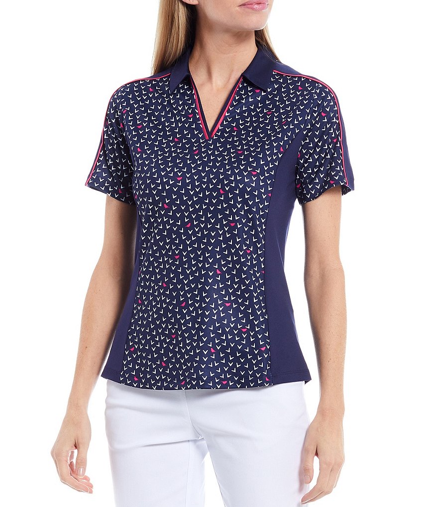 Callaway Short Sleeve Chevron Bird Print Swing Tech&trade; Opti-Dri&trade; Polo
