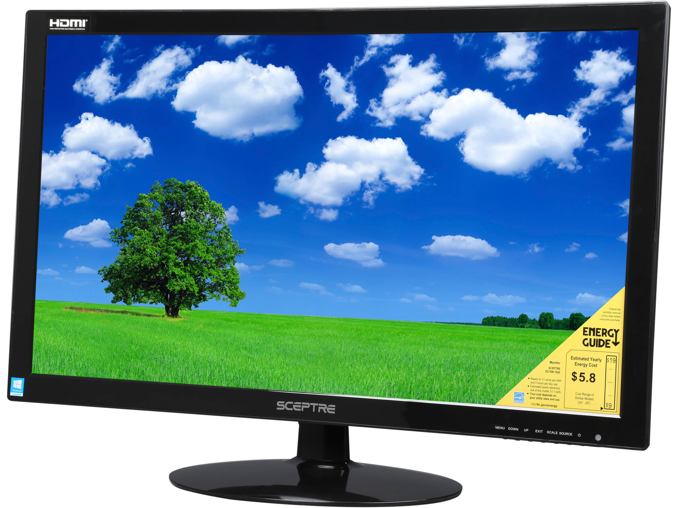Sceptre E205W-1600 20" 1600 x 900 HD+ Resolution 75Hz 5ms 2xHDMI VGA Built-in Speakers Ultra Thin LED Backlit LCD Monitor