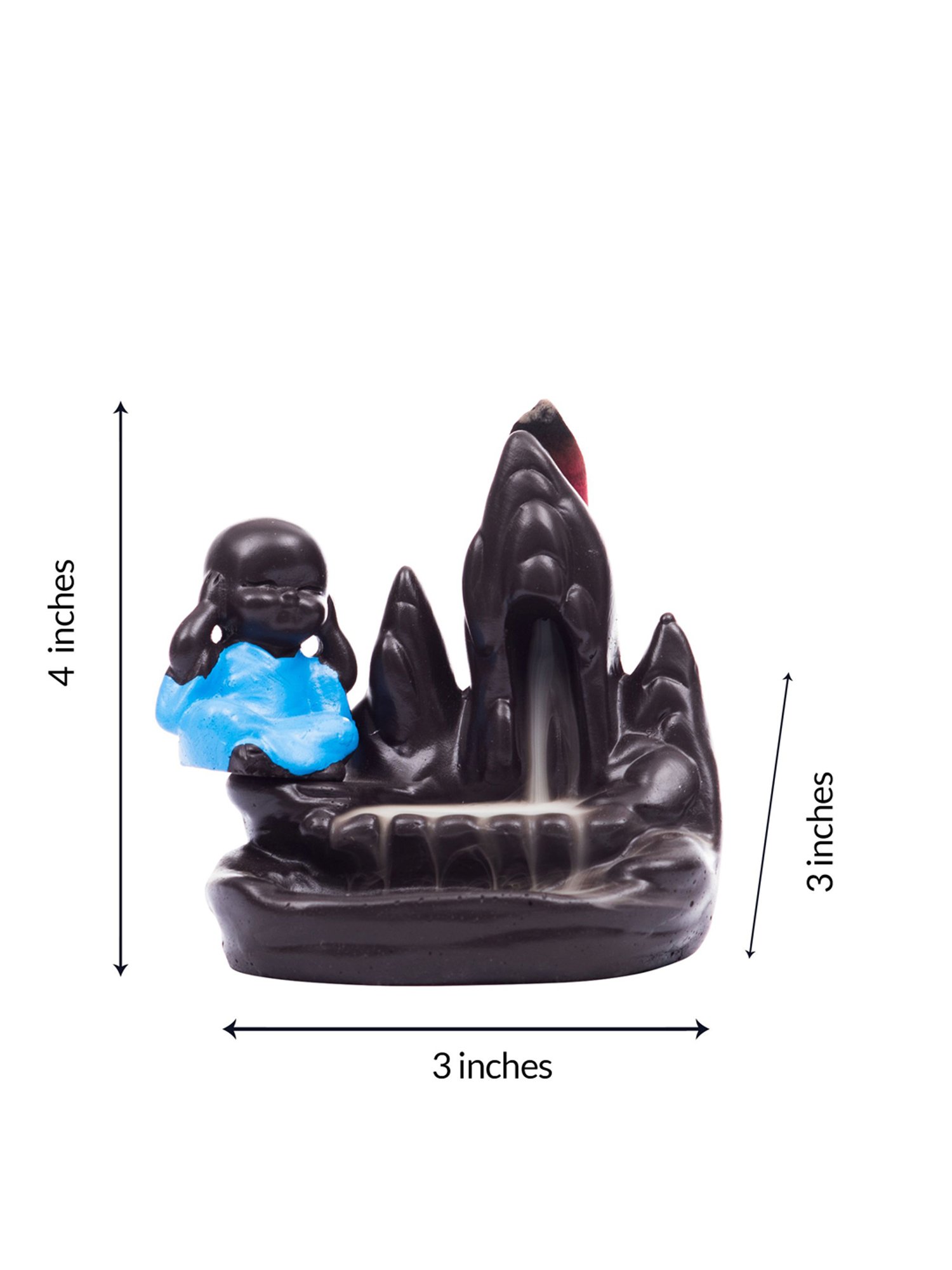 eCraftIndia Meditating Monk Buddha Smoke Fountain with 10 Backflow Cone Decorative Incense Holder