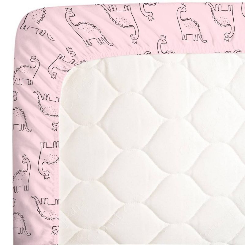 Carter's Dinosaur Princess Super Soft Mini Crib Fitted Sheet - Pink