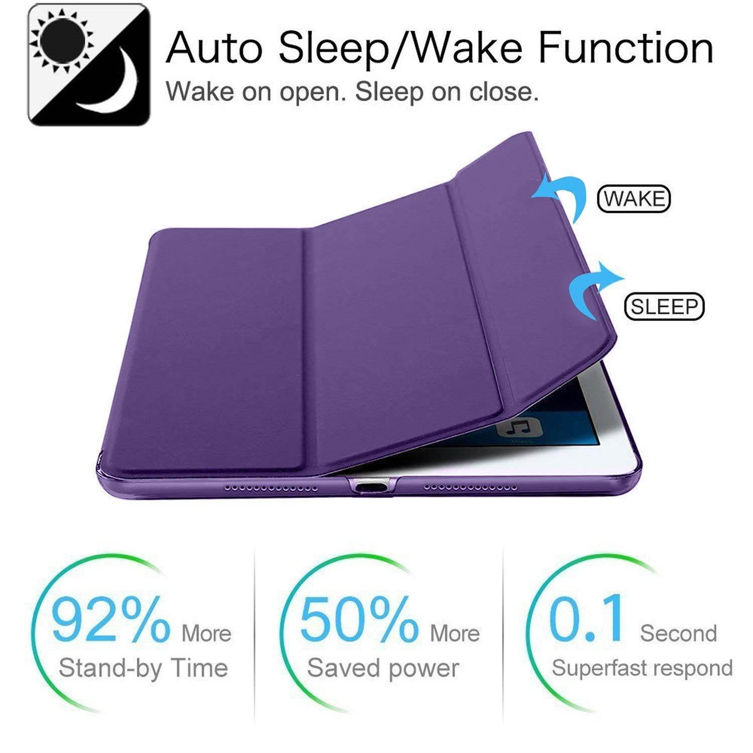 DuraSafe Cases for iPad 4/3 / 2 (9.7 Inch) Case Tri-Fold Smart Cover [ Auto Sleep/Wake ] (A1458 A1459 A1460 A1403 A1416 A1430 A1395 A1396 A1397) [iPad 4th, 3rd & 2nd Gen 9.7]- Purple