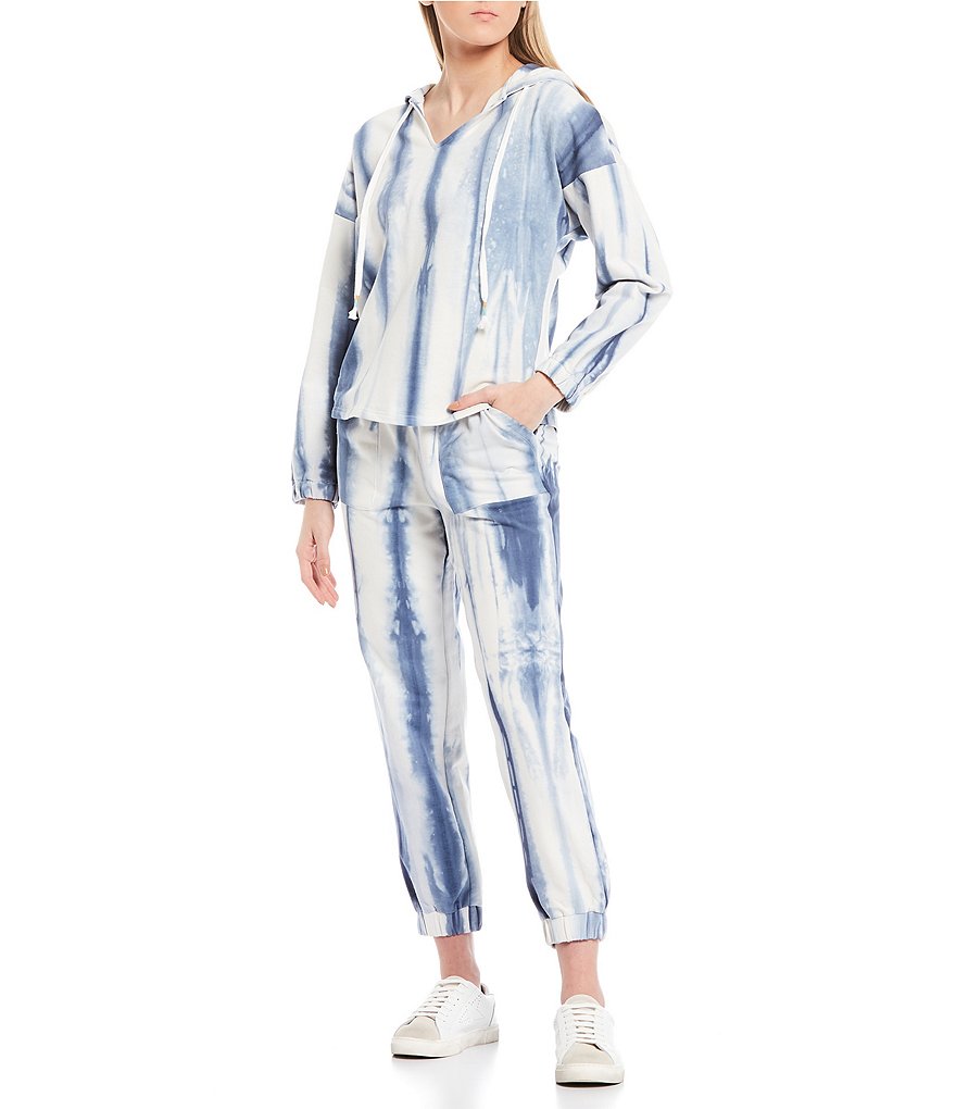 Skies Are Blue Tie Dye Drawstring Coordinating Ankle Length Joggers