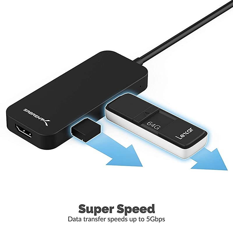 Black Aluminum TypeC to 2Port USB 30 and HDMI Adapter HBHDUC