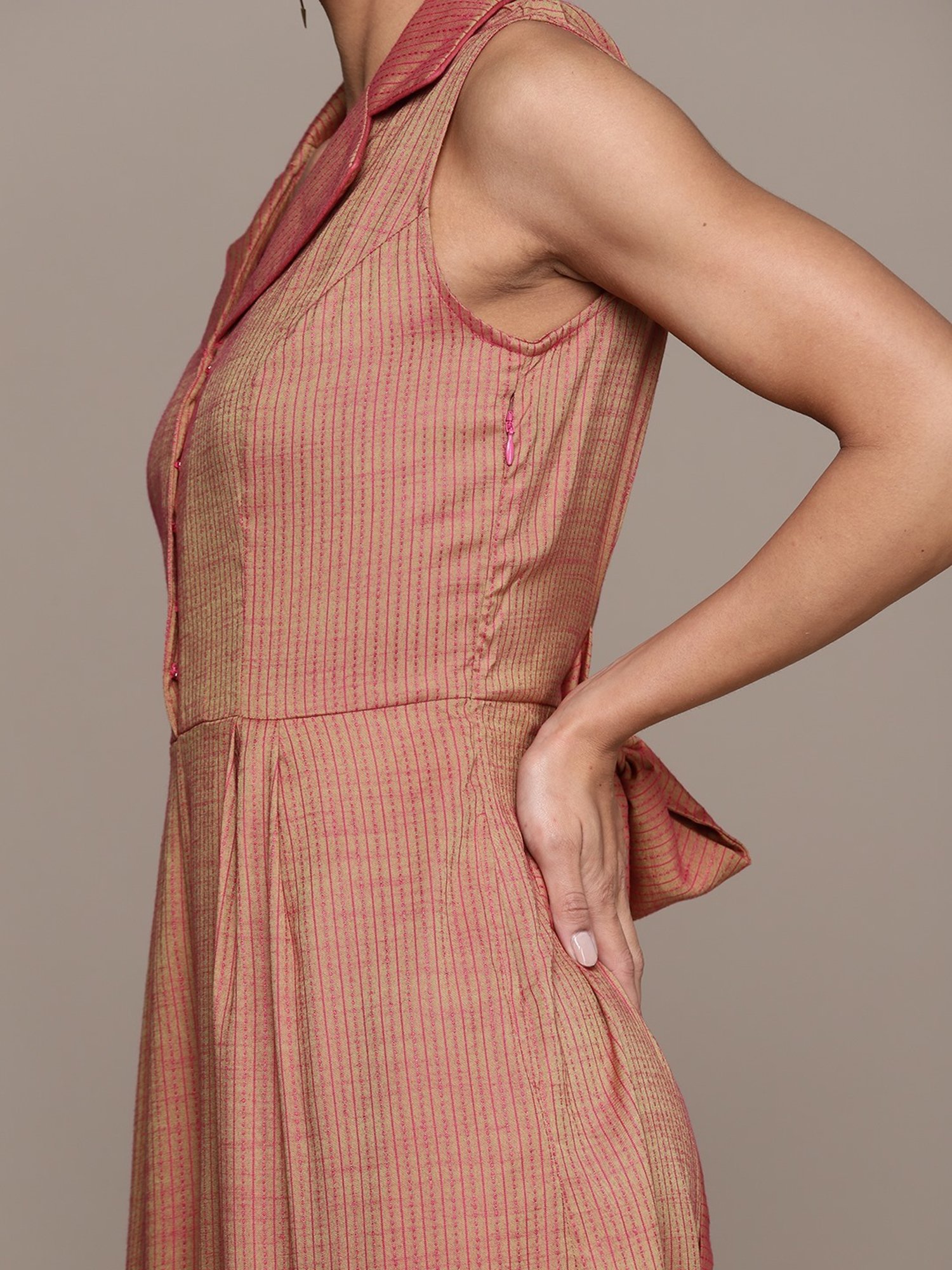 aarke Ritu Kumar Rust Solid Printed Jumpsuit