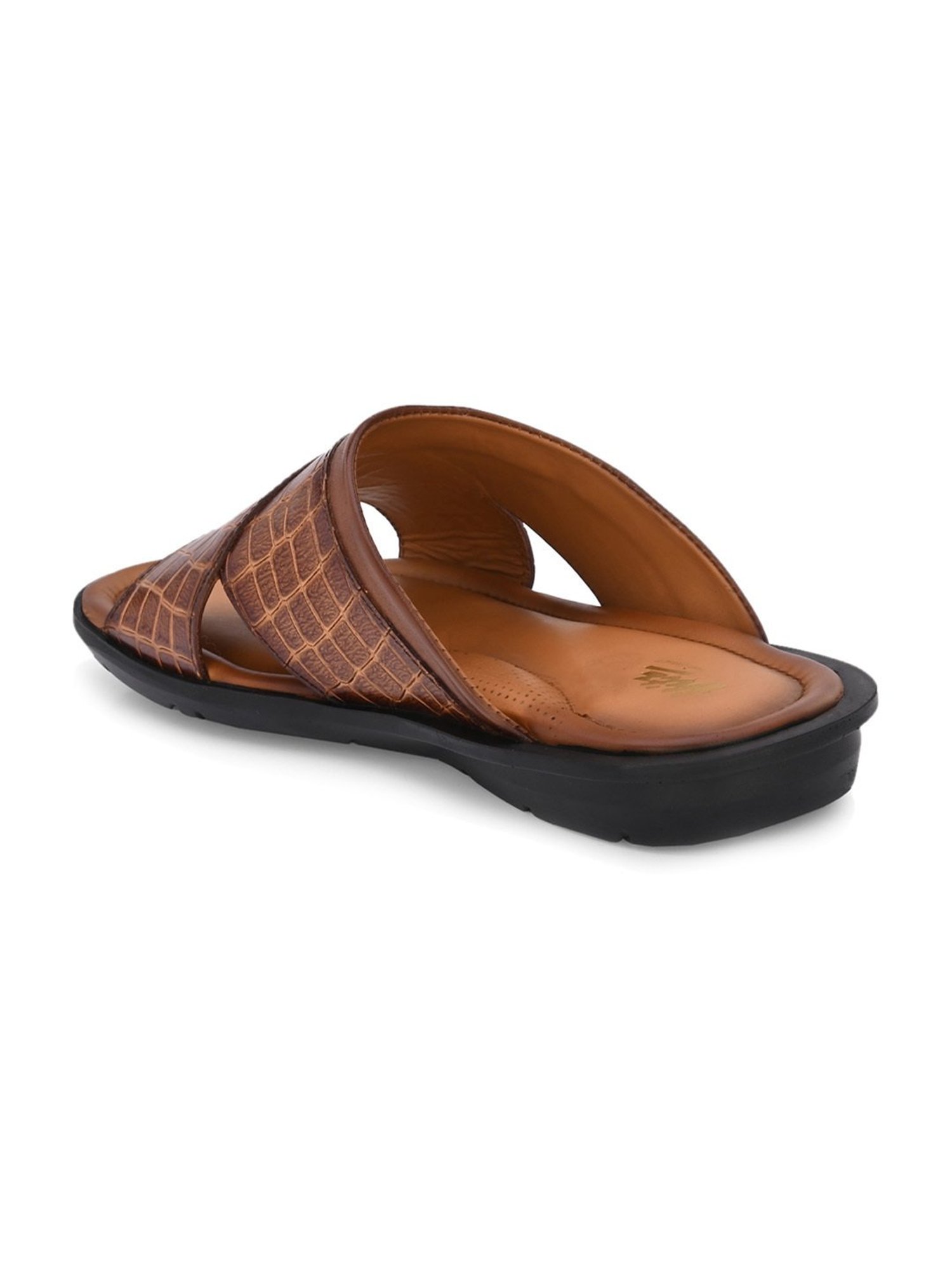 Hitz Men's Tan Cross Strap Sandals