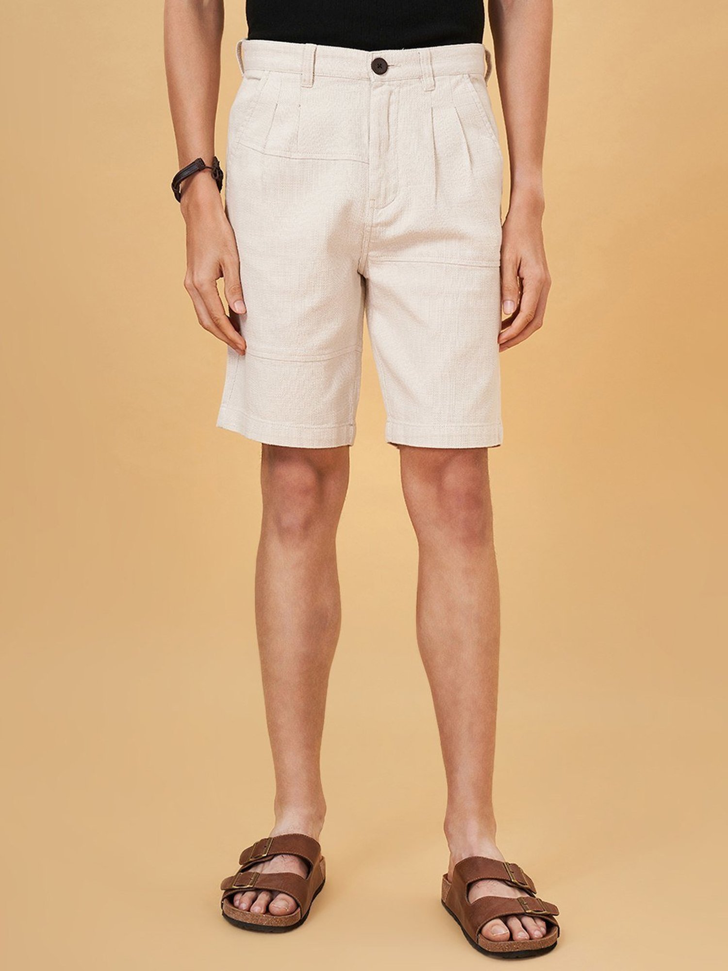 7 Alt By Pantaloons Khaki Cotton Slim Fit Shorts