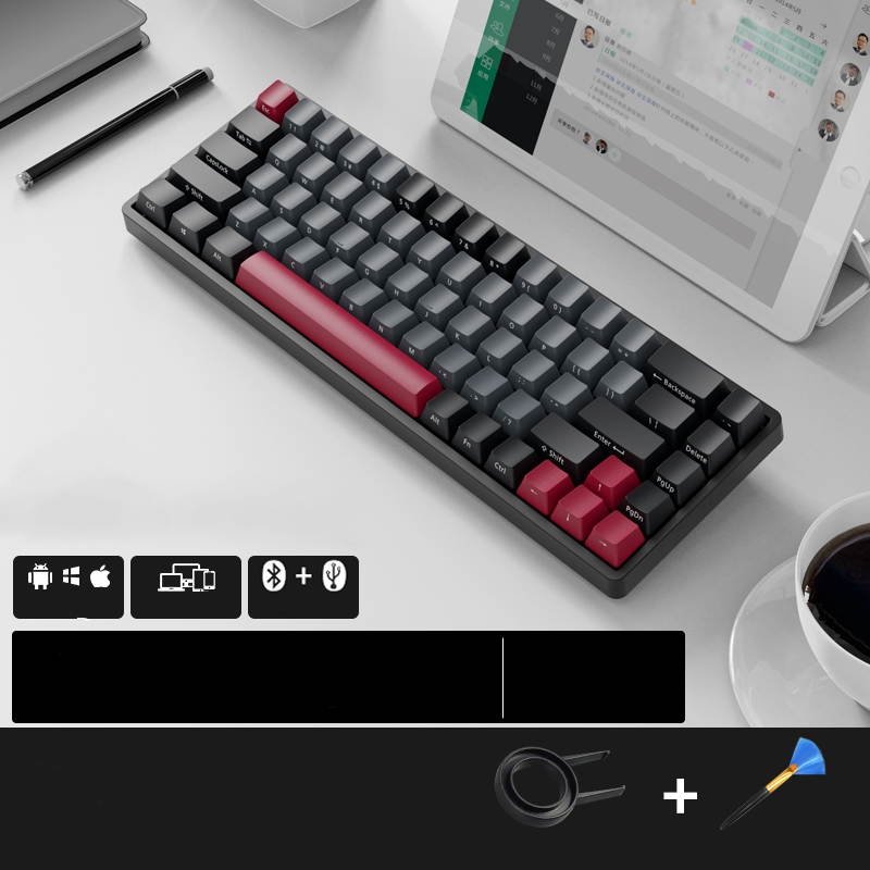 Royal Kludge RK837  68Keys Mini Layout Bluetooth and USB Wired Dual Mode Mechanical Keyboard, PBT Keycaps, Cherry MX Switch, White Backlit-Light Through Version