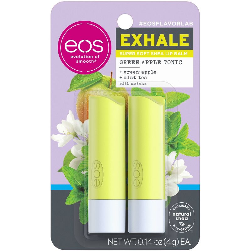 eos flavorlab Lip Balm Stick - Exhale - Green Apple Tonic - 2pk/0.28oz