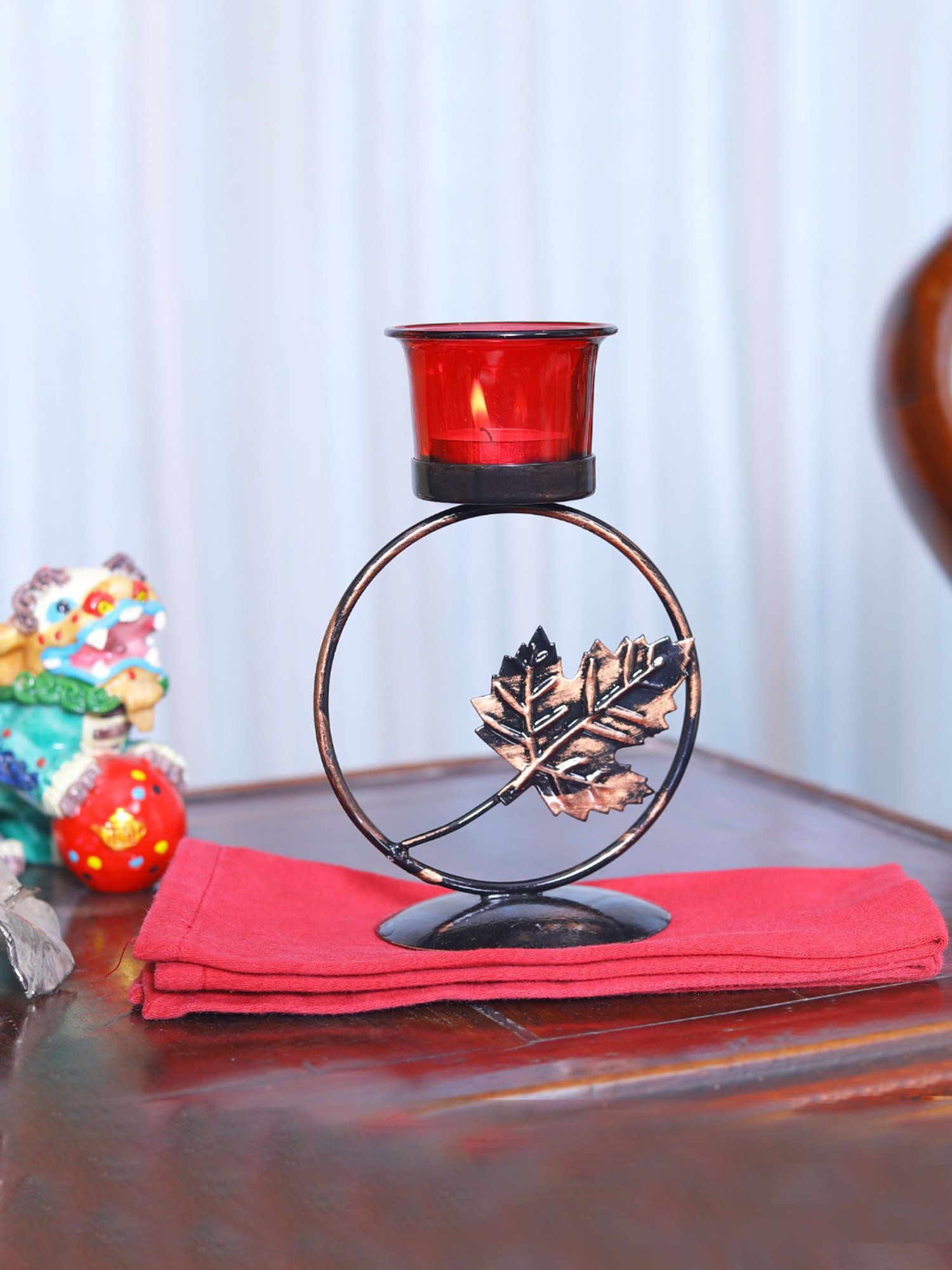 HOSLEY Black Iron Tealight Candle Holder