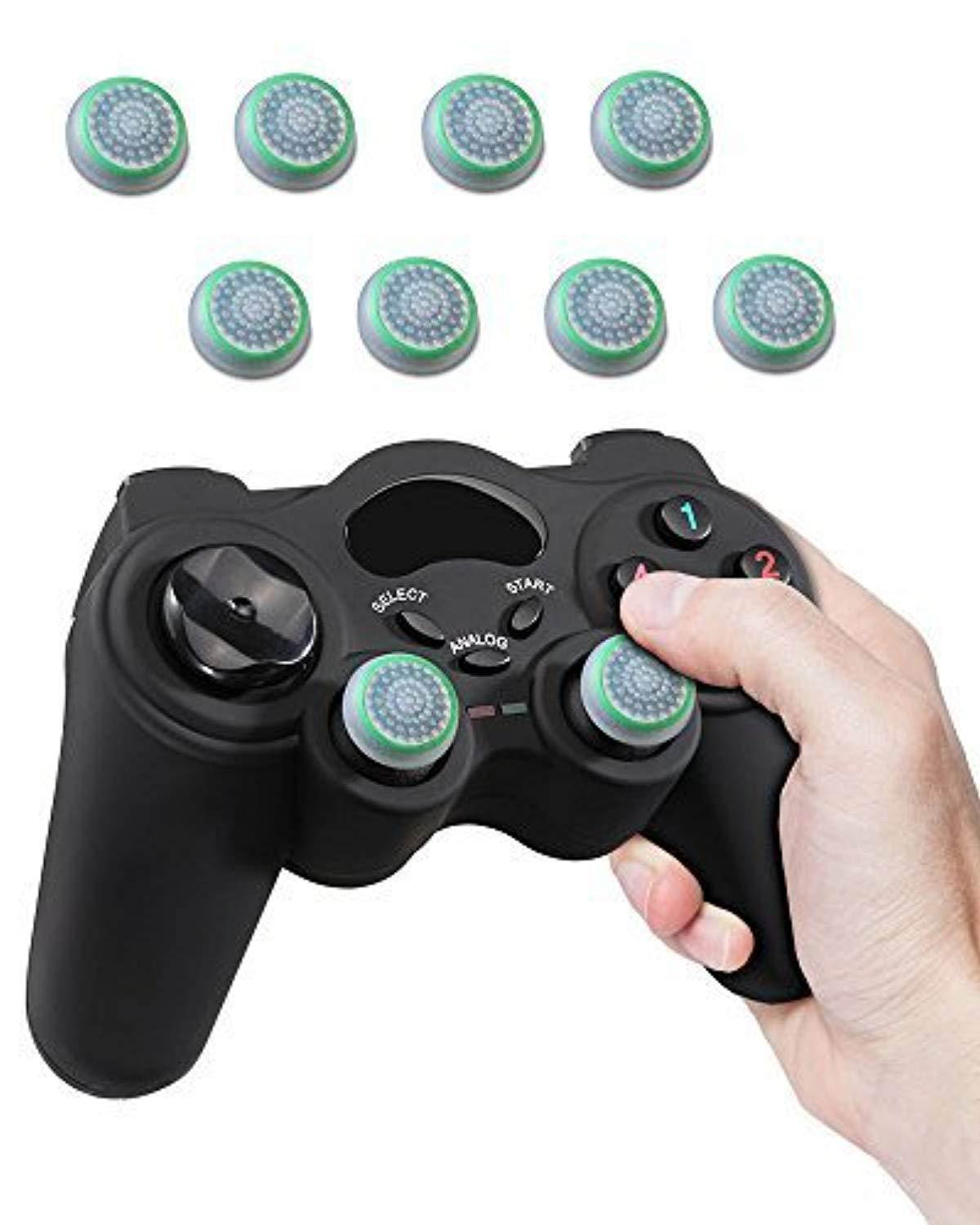 fosmon [set of 8] analog stick joystick controller performance thumb grips for ps4 | ps3 | xbox one, one x, one s, 360 | wii u