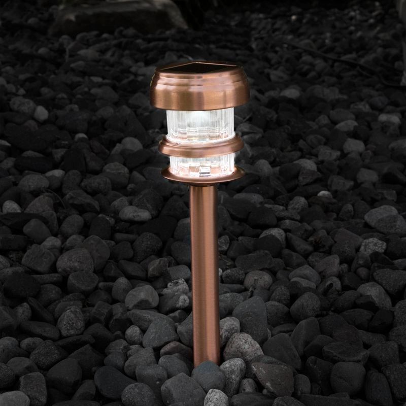 Pure Garden Copper Solar Powered LED Path Lights - Set of 4