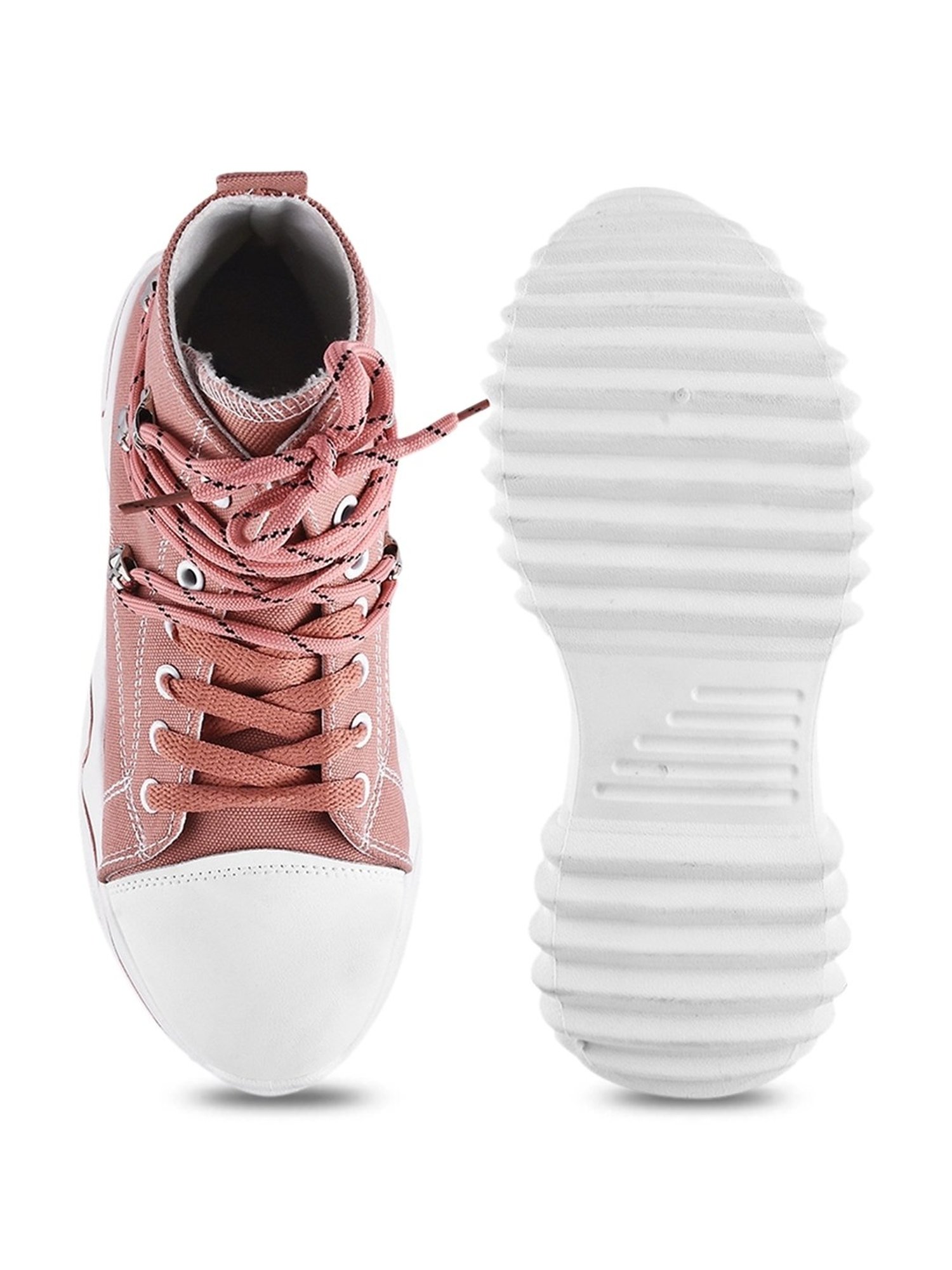 The White Pole Women's Pink Ankle High Sneakers
