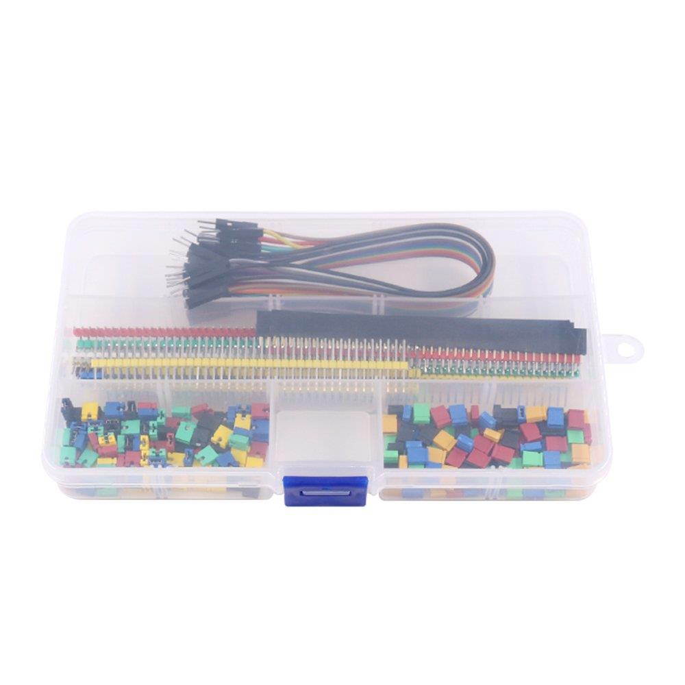 Glarks 248Pcs 40 Pin Breakaway Pin Headers and 2.54mm Circuit Board Jumper Caps with Breadboard Dupont Jumper Wire Ribbon Cables Connectors Assortment Set for Electronic Technology Arduino DIY