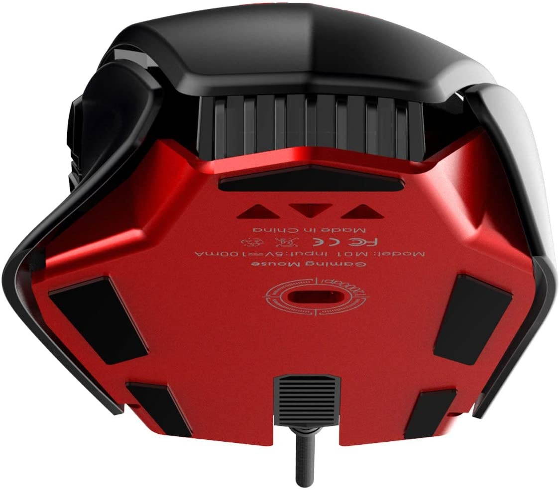 Gaming Mouse,Rii M01 USB Wired MMO Gaming Mouse with red led,7 Programmable Buttons - 12,000 Adjustible DPI,Optical Sensor Pixart PMW3360 for PC,Gamer