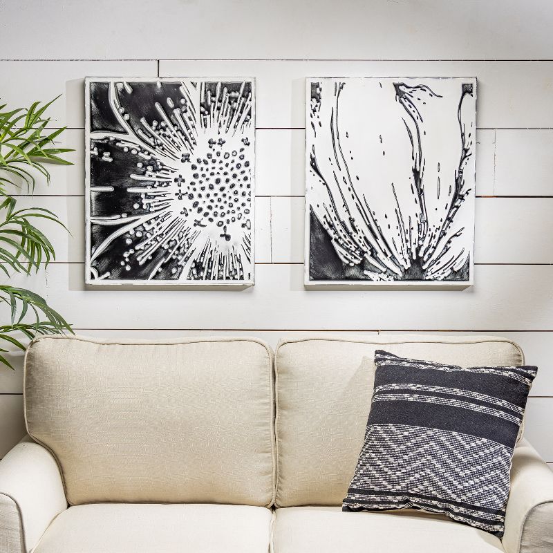 Lone Elm Studios Set of 4 Black and White Metal Wall Art