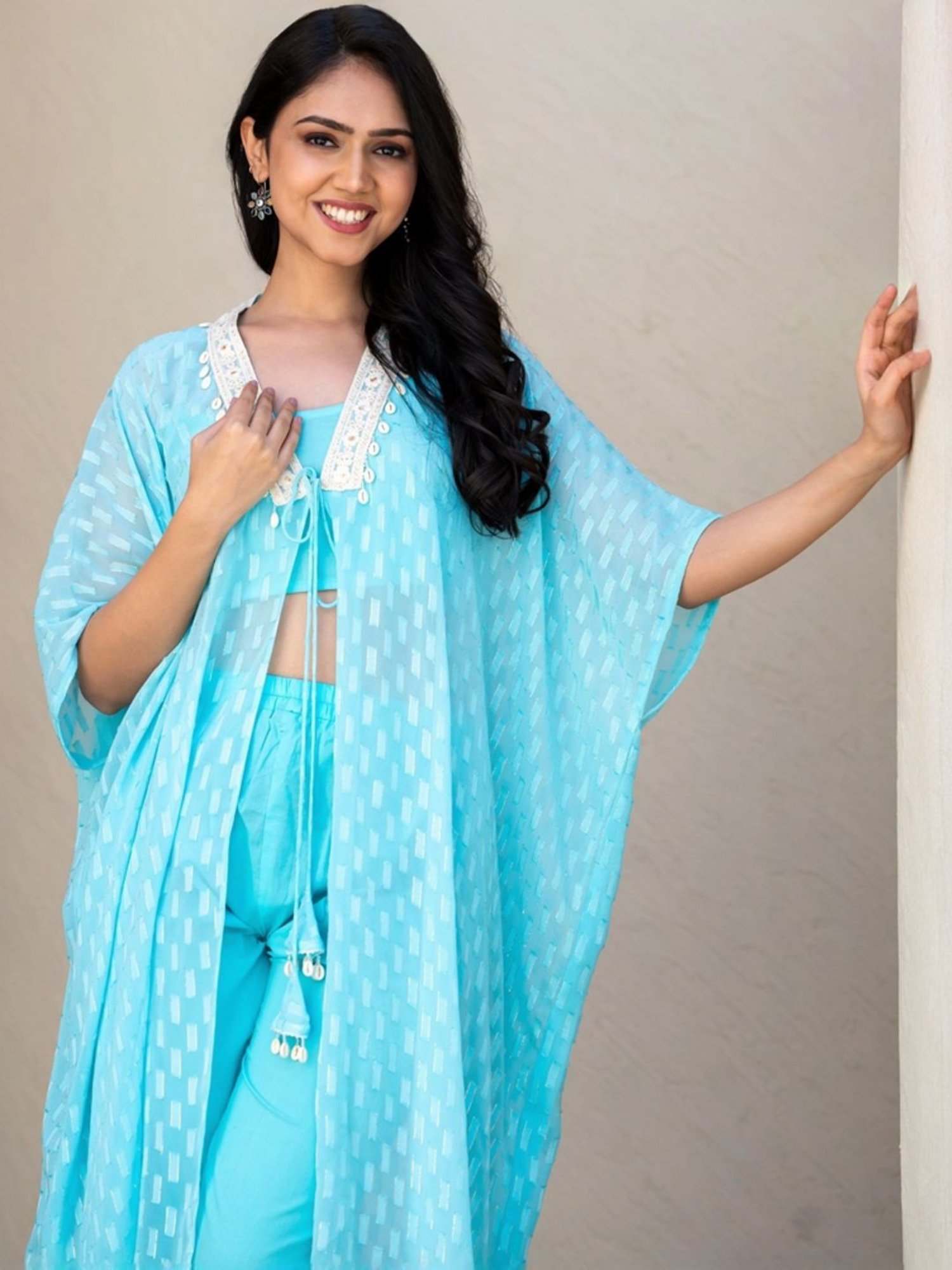 HOUSE OF JAMOTI Blue Embroidered Kurta Pant Set