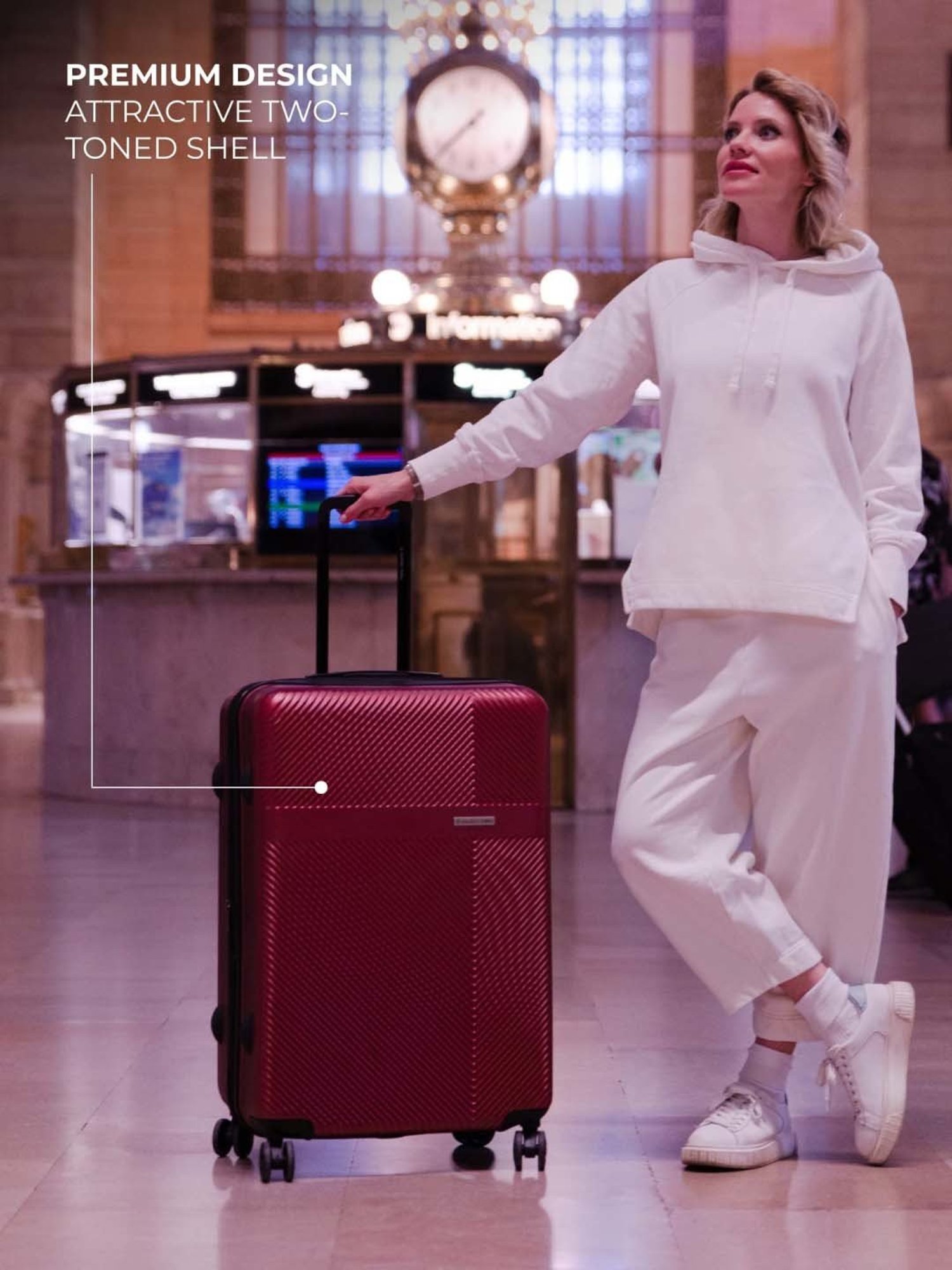 Nasher Miles Fifth Avenue Expander Hard-Side Polycarbonate Check-in Maroon 28 Inch|75CMTrolleyBag