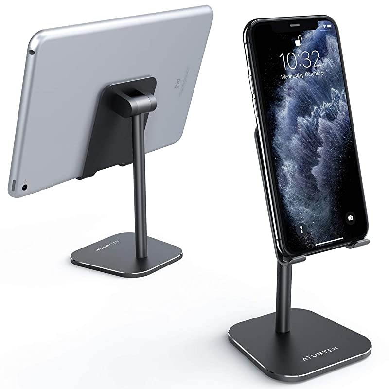 Universal Cell Phone Stand Aluminium Alloy Adjustable Phone Stand Holder for Desk Compatible with iPhone 1211 ProXS MaxXRXSX87 Plus iPad Samsung Tablets and Smartphones Black