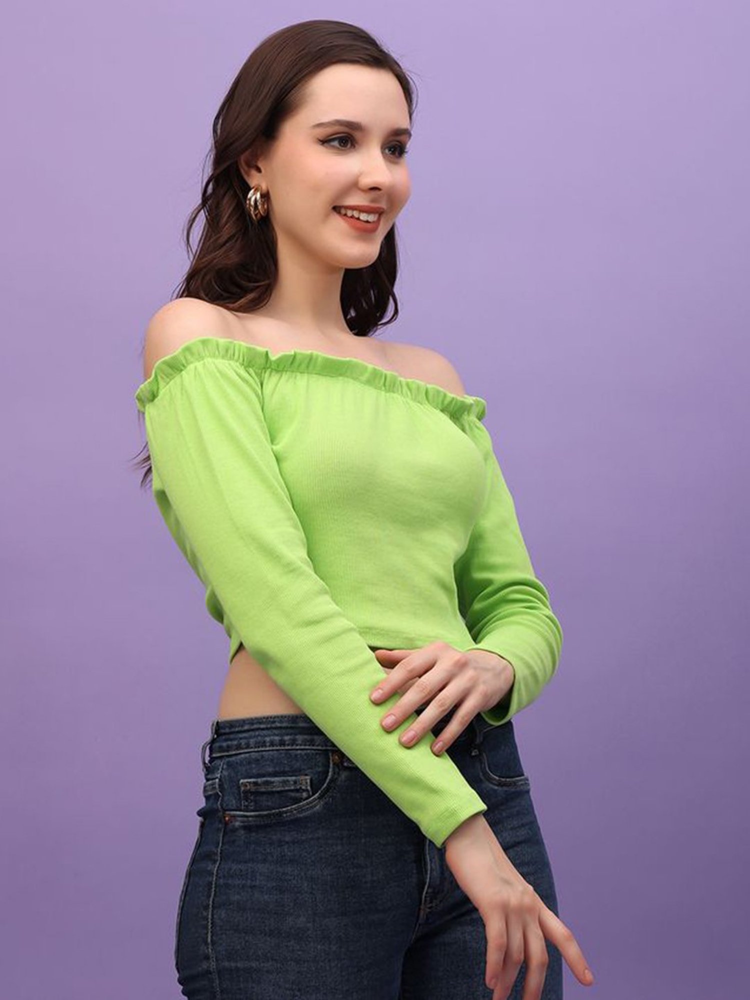 Cation Green Plain Crop Top