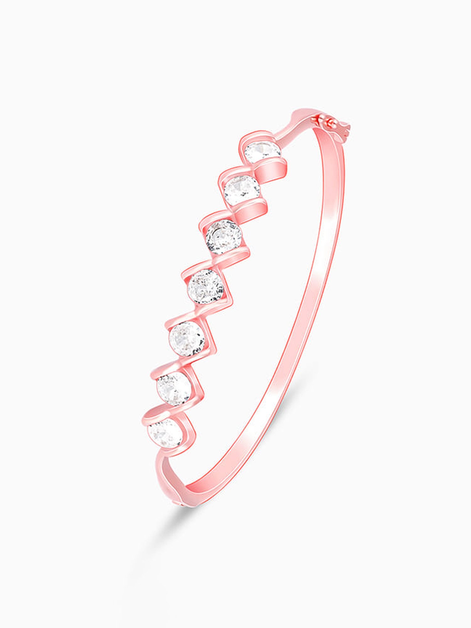 GIVA 925 Silver Rose Gold Zircon Order of Opulence Bangle Bracelet for Women & Girls