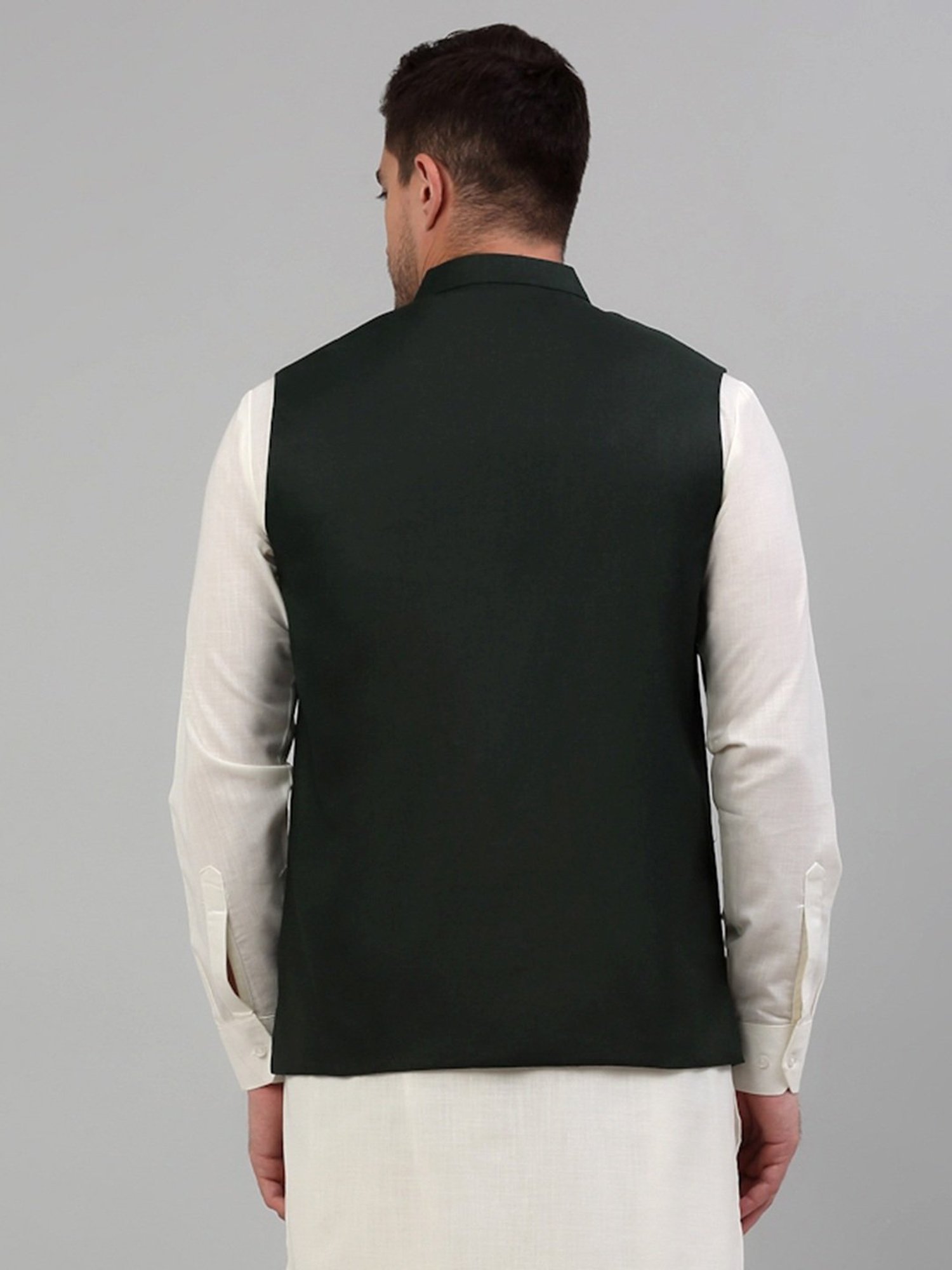 Jompers Olive Regular Fit Nehru Jacket