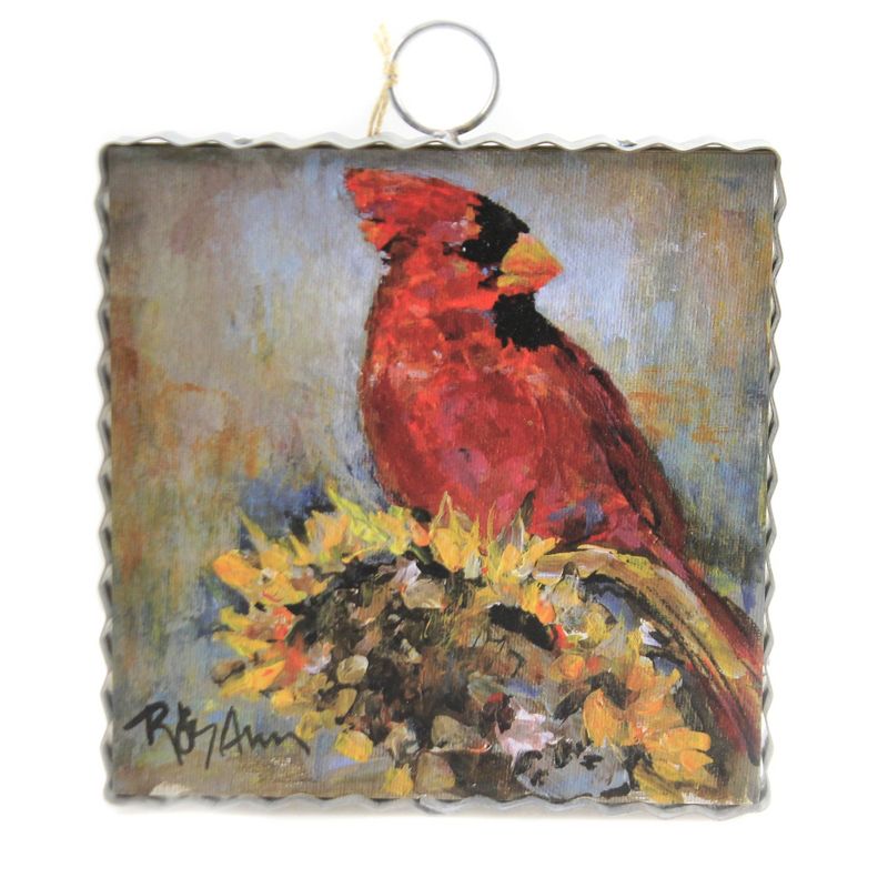 Fall 6.0" Mini Sunflower Cardinal Print Autumn  -  Wall Sign Panels