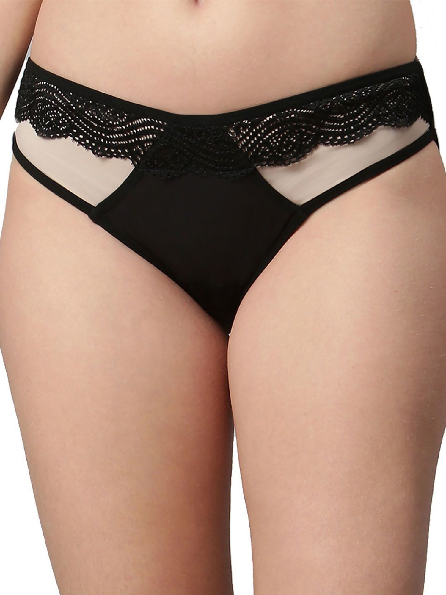 Cukoo Black & Wine Lace Bikini Panty (Pack Of 2)