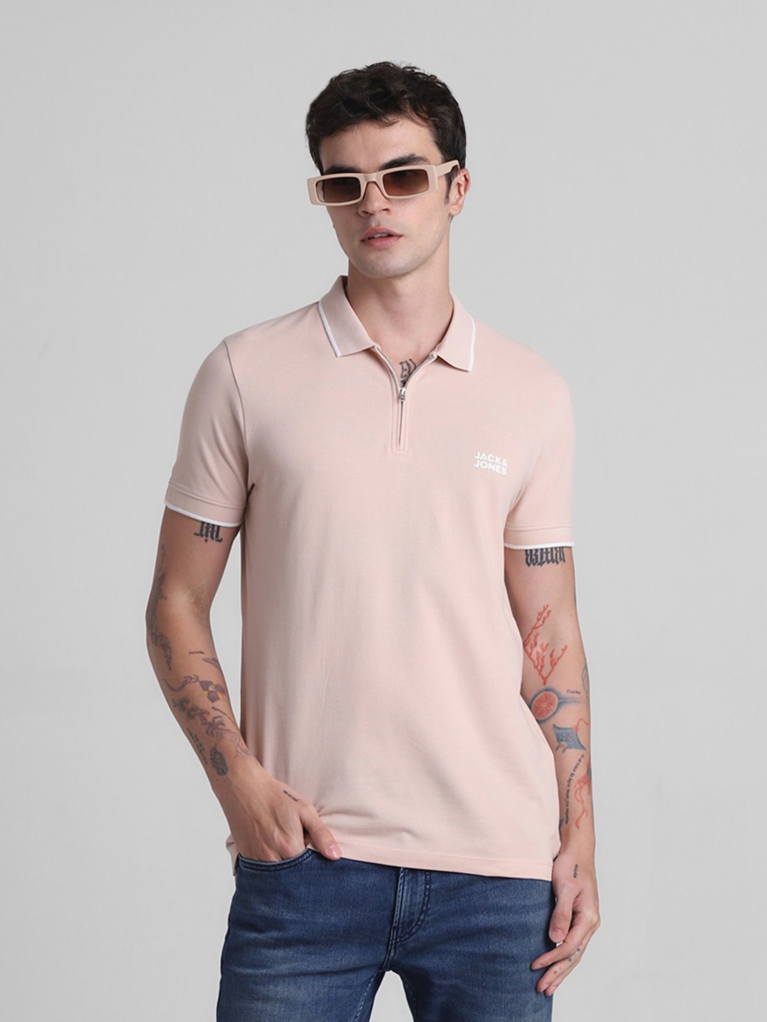 Jack & Jones Cameo Rose Cotton Slim Fit Polo T-Shirt