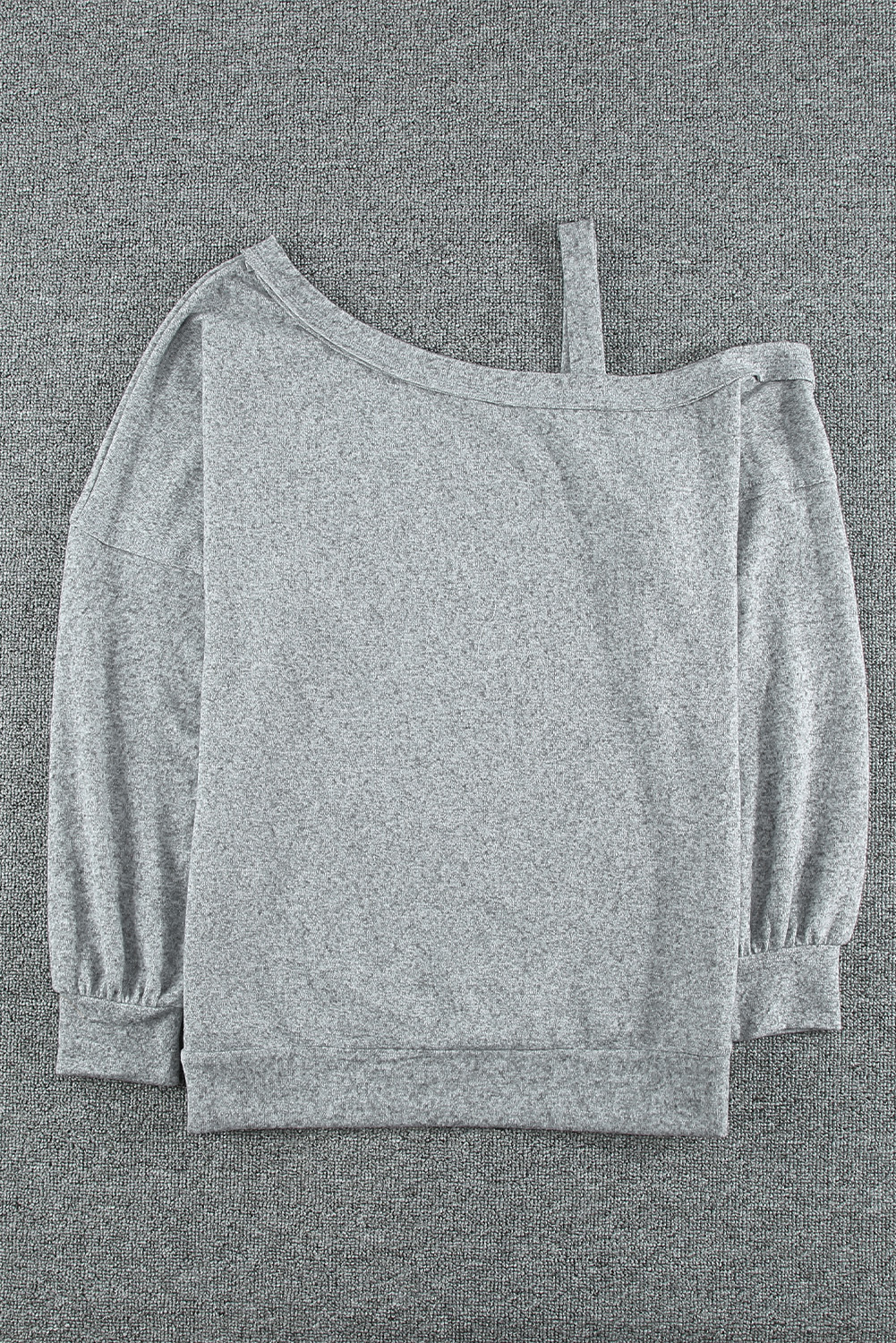 Blank Sweatshirt - Gray Loose Fit Long Sleeve One Shoulder Top Customized