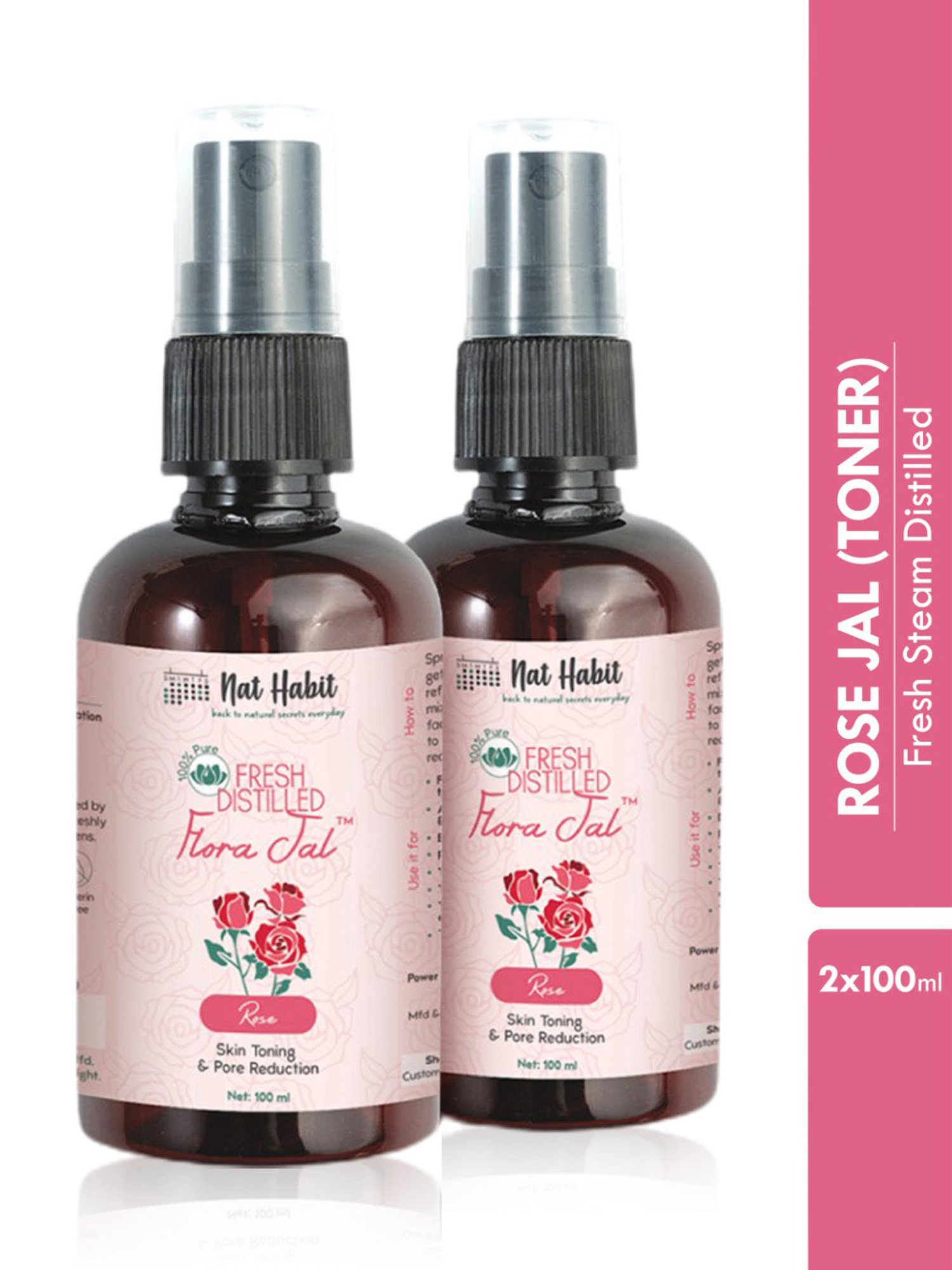 Nat Habit Rose Fresh Distilled Floral Jal - Pack of 2