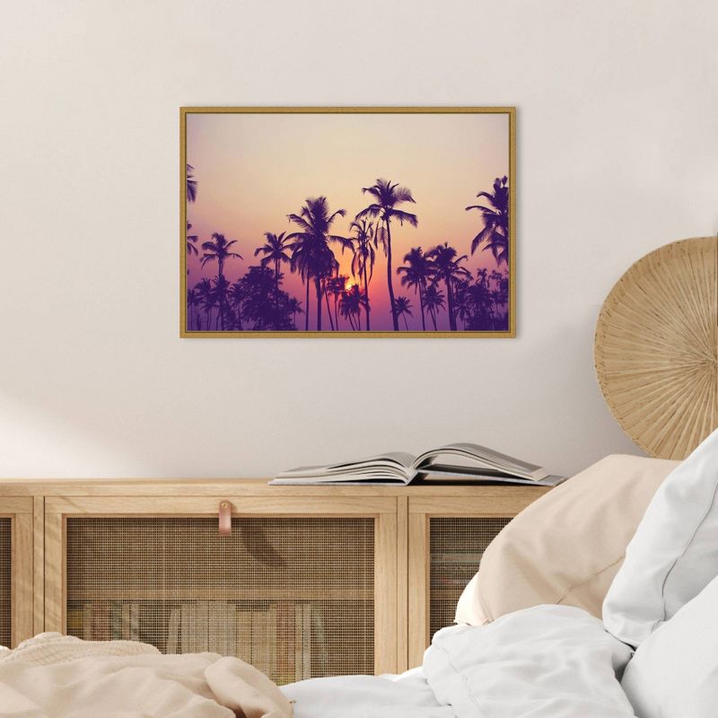 23" x 16" Palm Sky 1 by Design Fabrikken Framed Canvas Wall Art - Amanti Art