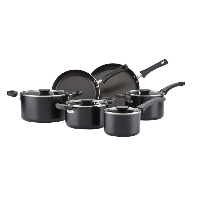 Farberware Neat Nest 10pc Aluminum Nonstick Cookware Set Black