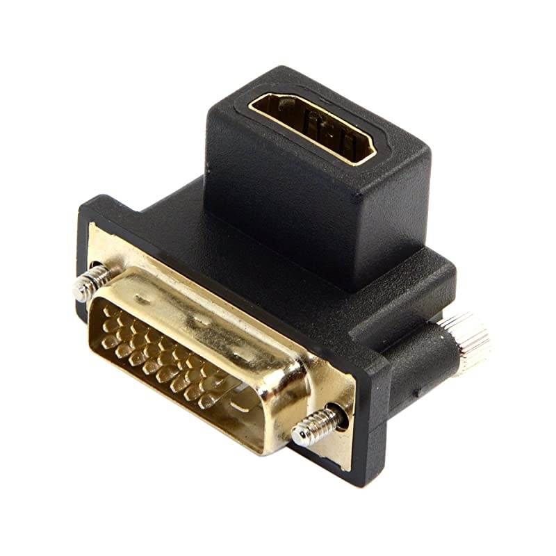 90 Degree Down Angled DVI Male to HDMI Female Adapter for Computer & HDTV & Graphics Card