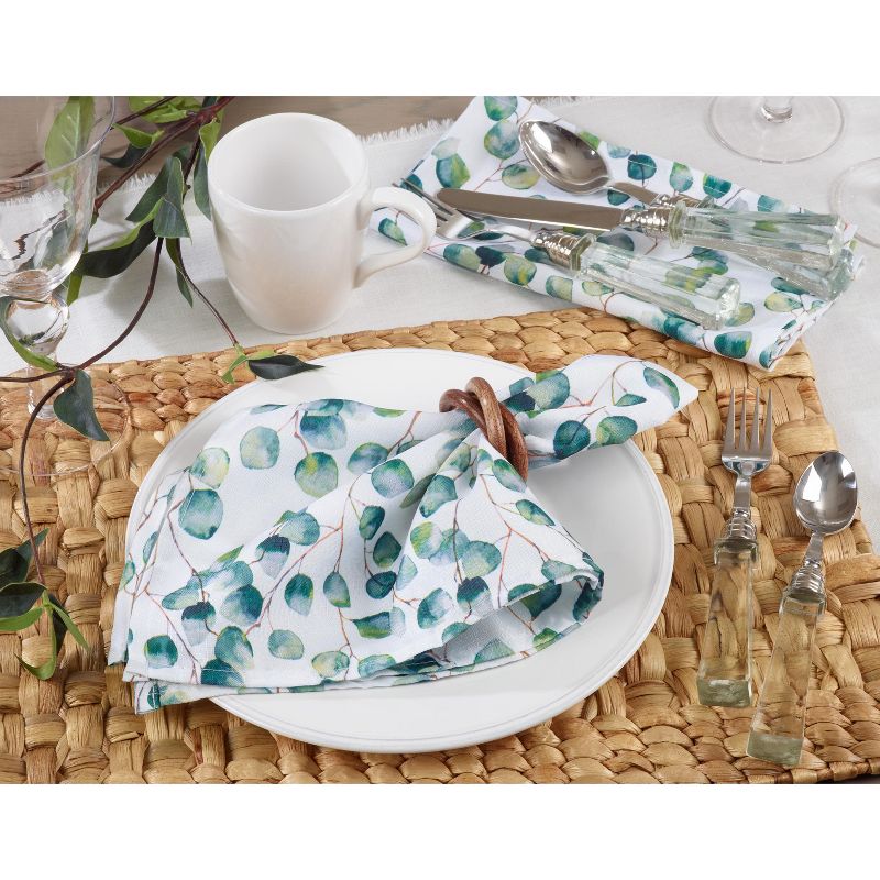 Saro Lifestyle Dining Table Napkins With Eucalyptus Leaf (Set of 12)