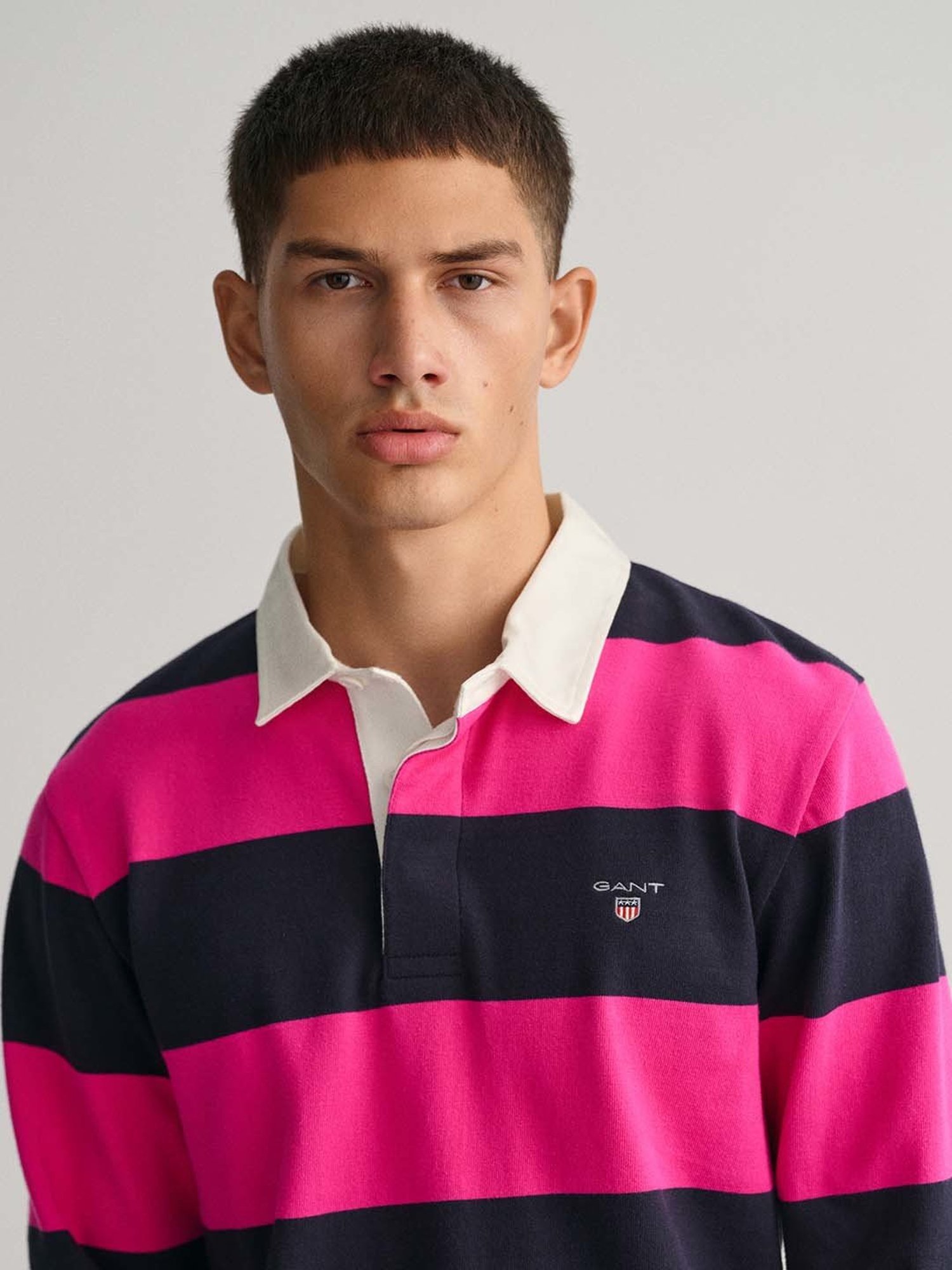 GANT Pink & Navy Regular Fit Cotton Polo T-Shirt