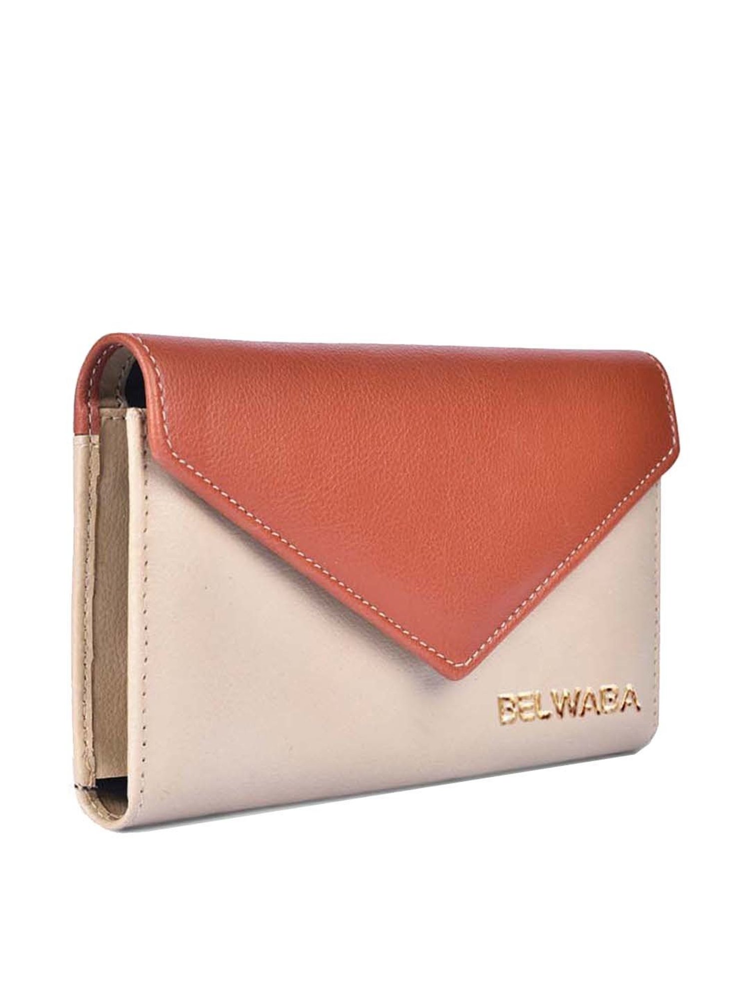 BELWABA Beige & Tan Color Block Wallet for Women