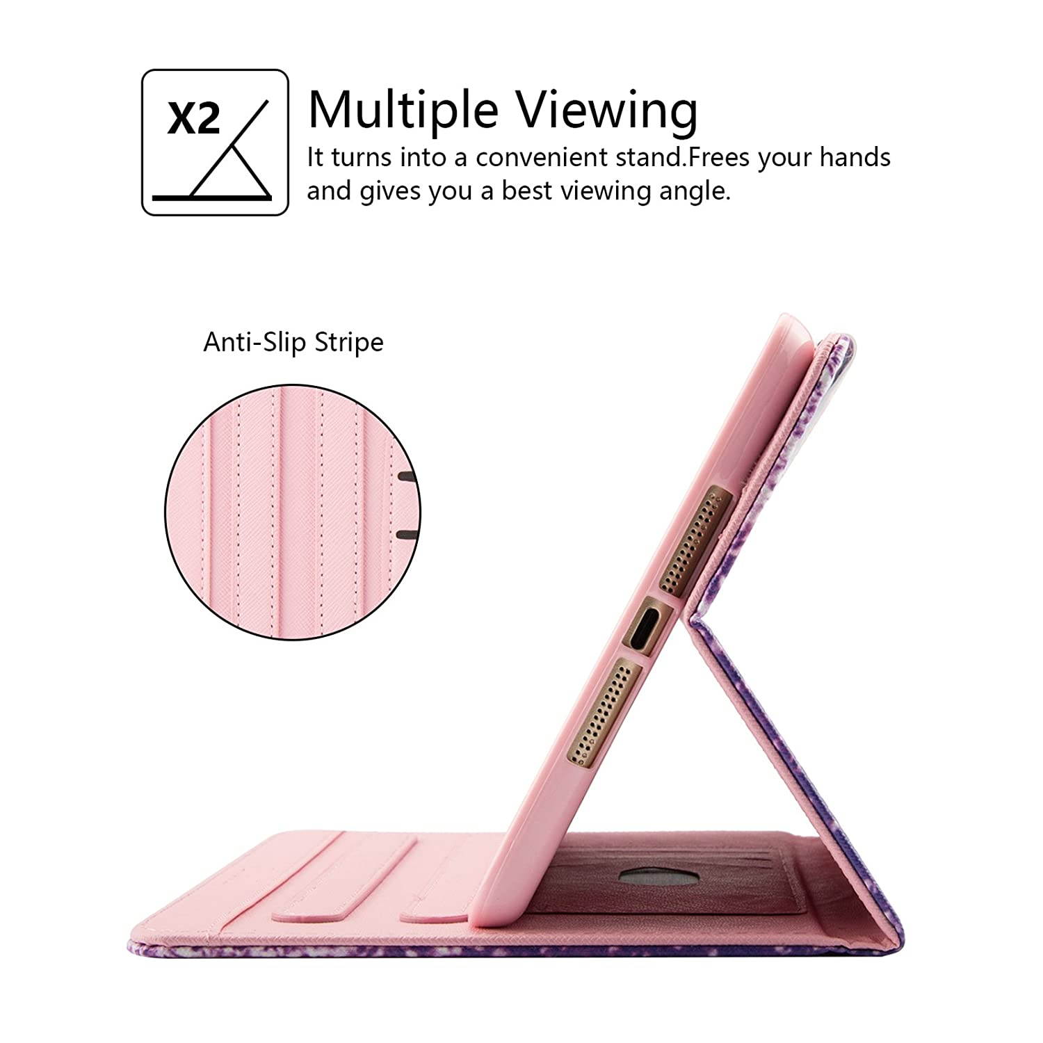 Dteck Flip Case for iPad 9.7" 6th/5th Generation - Pretty Smart Stand Case PU Leather Protective Pocket Cover with Auto Sleep Wake for Apple iPad 9.7 Inch 2017 2018/ iPad Air/iPad Air 2-Rainbow Sand