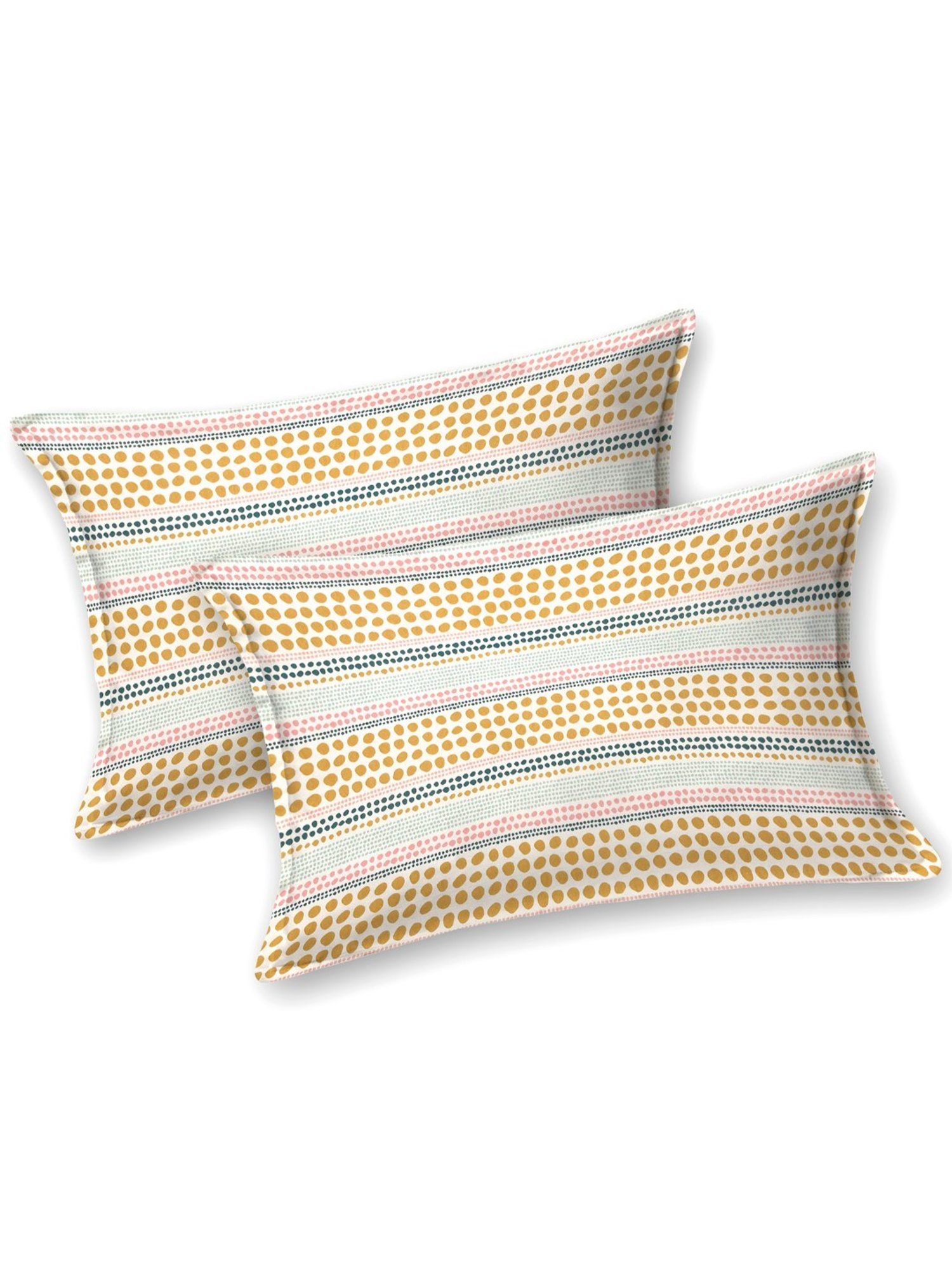 BELLA CASA Printed Orange 220 TC Cotton Super King Bedsheet with 2 Pillow Covers