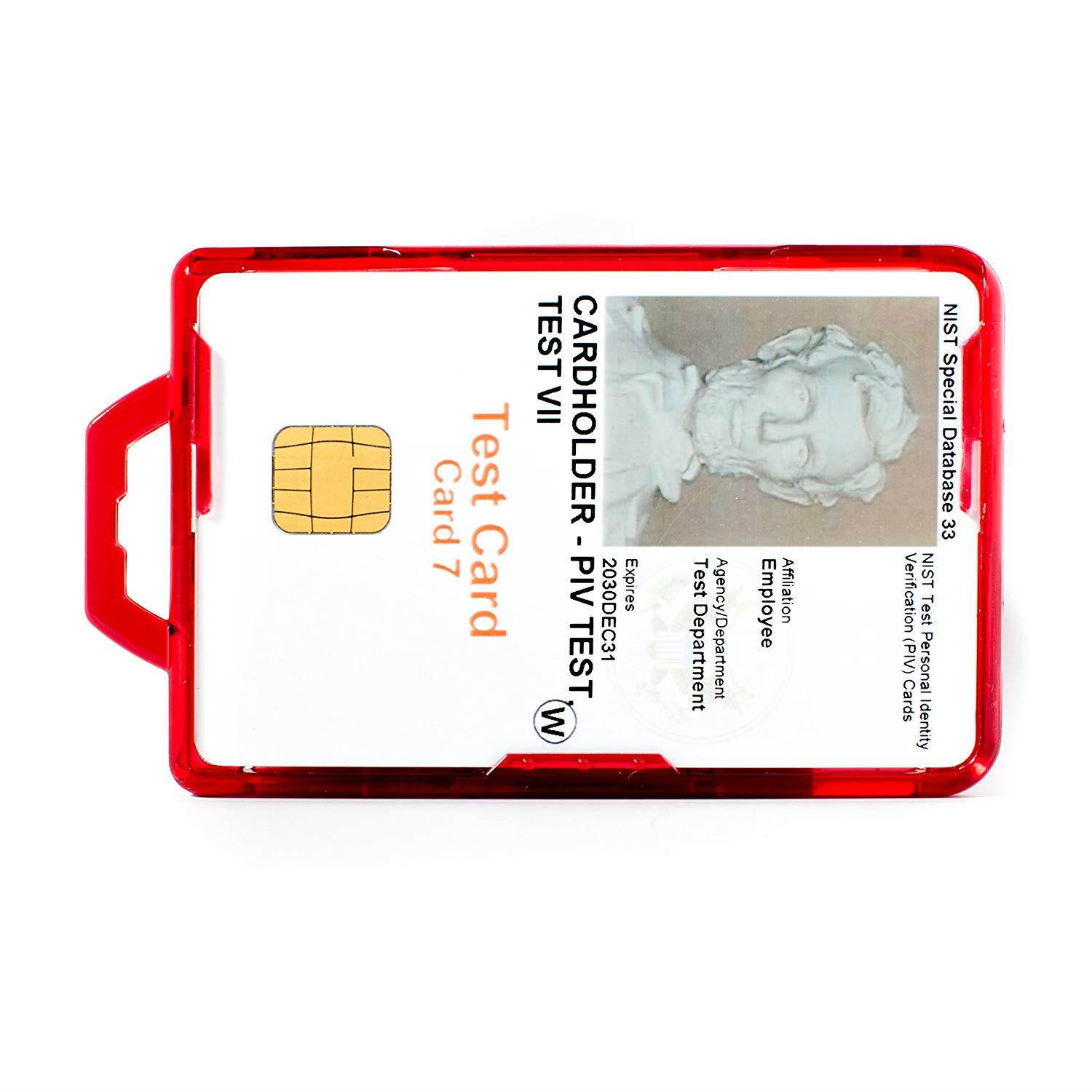 RFID Blocking Badge Holder DuoLite by ID Stronghold - FIPS Approved Badge Holder - 100% USA Made (Red)