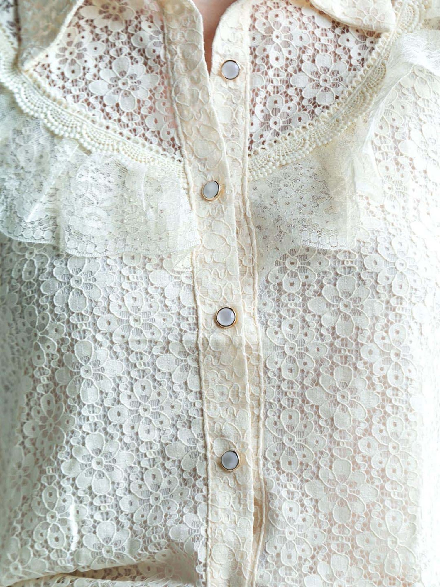 Odette Off-White Self Pattern Shirt